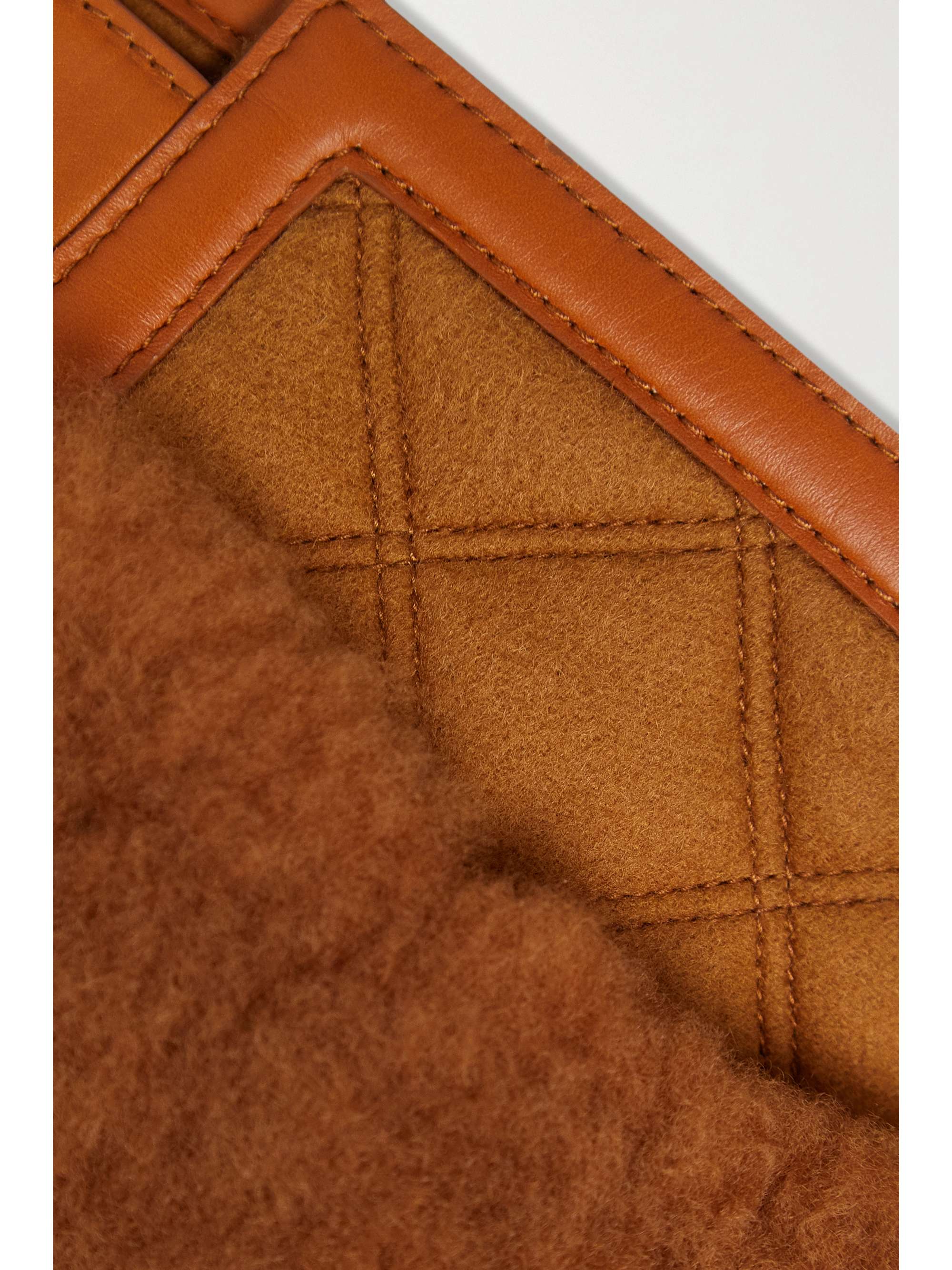 LORO PIANA Leather and quilted cashmere-trimmed shearling jacket