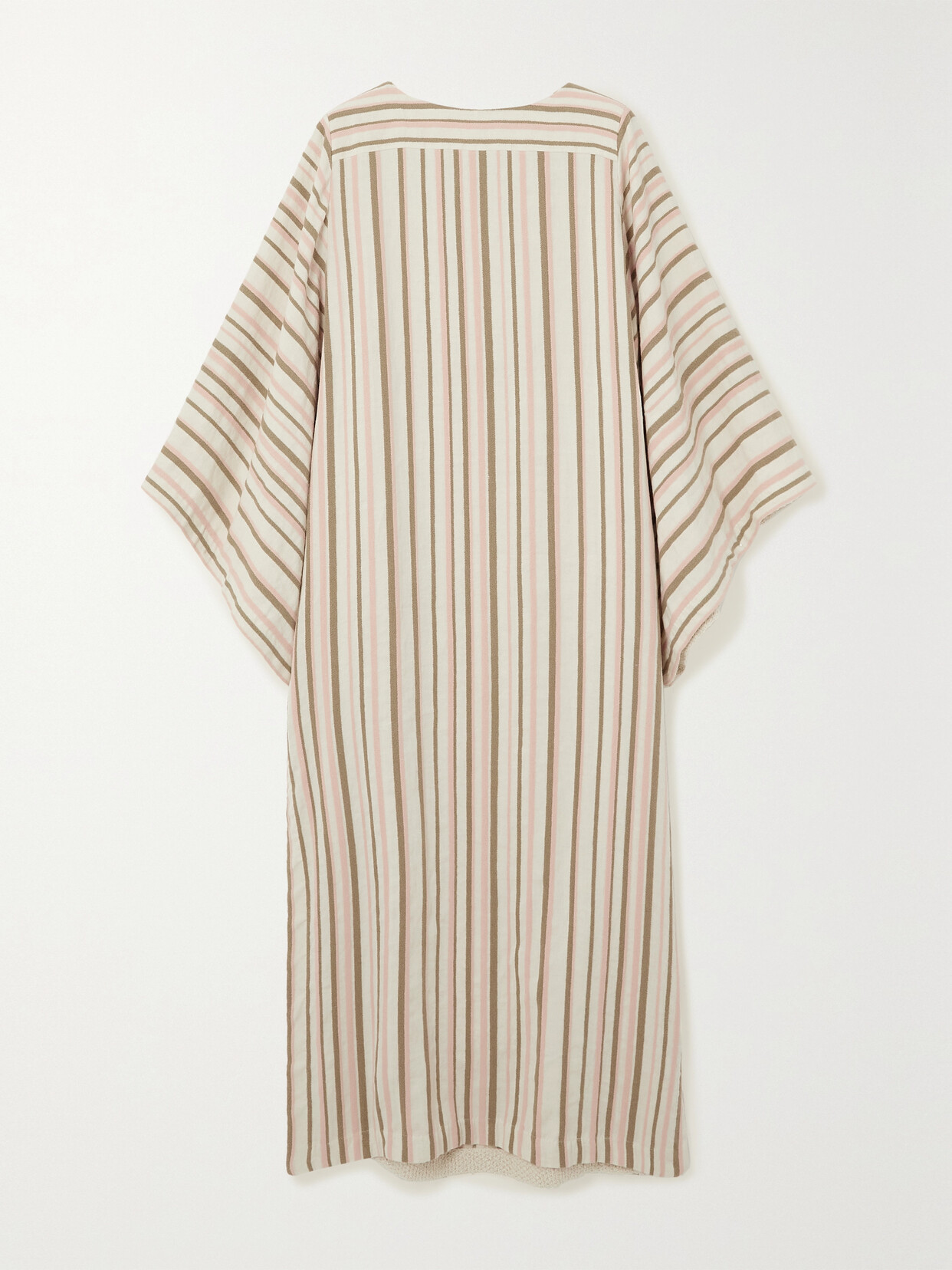 LORO PIANA VERONICA STRIPED LINEN-BLEND KAFTAN