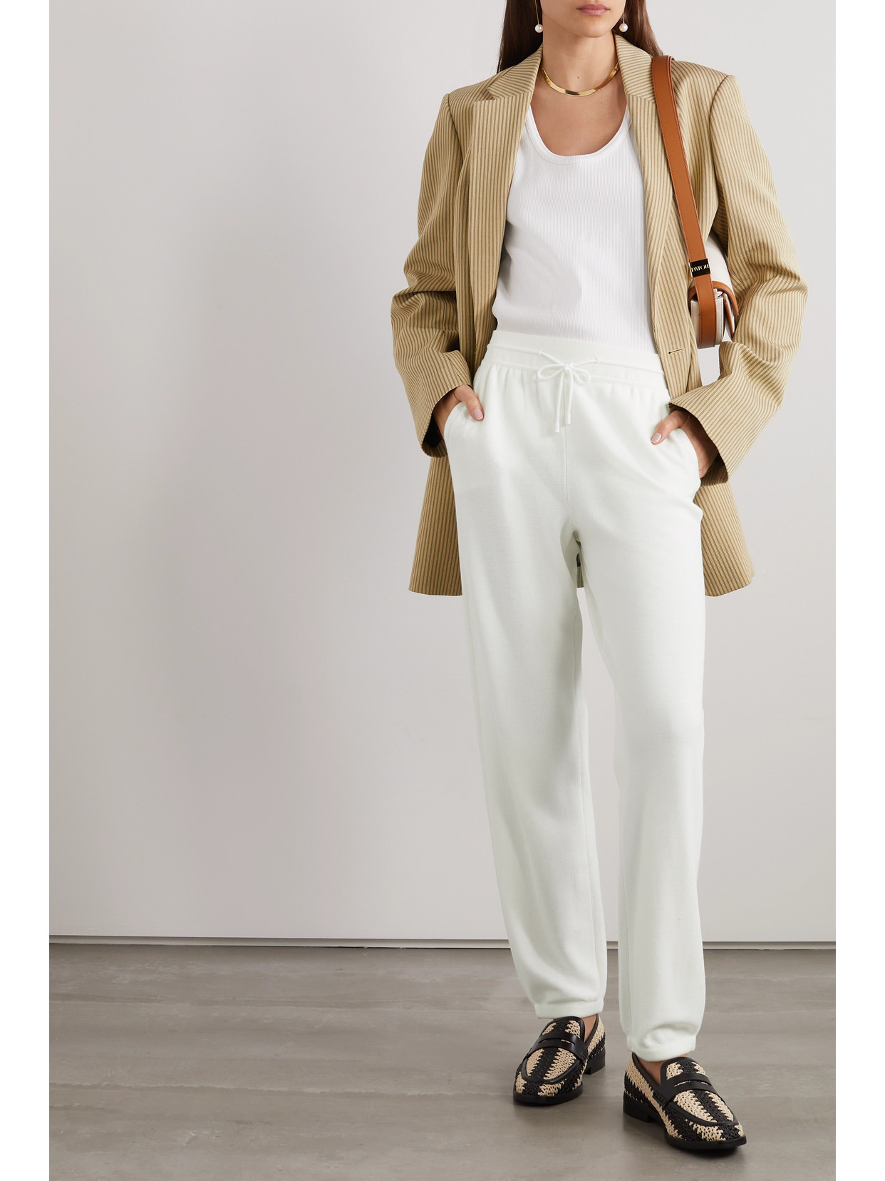 Shop Loro Piana Paraggi Cotton Tapered Track Pants In White