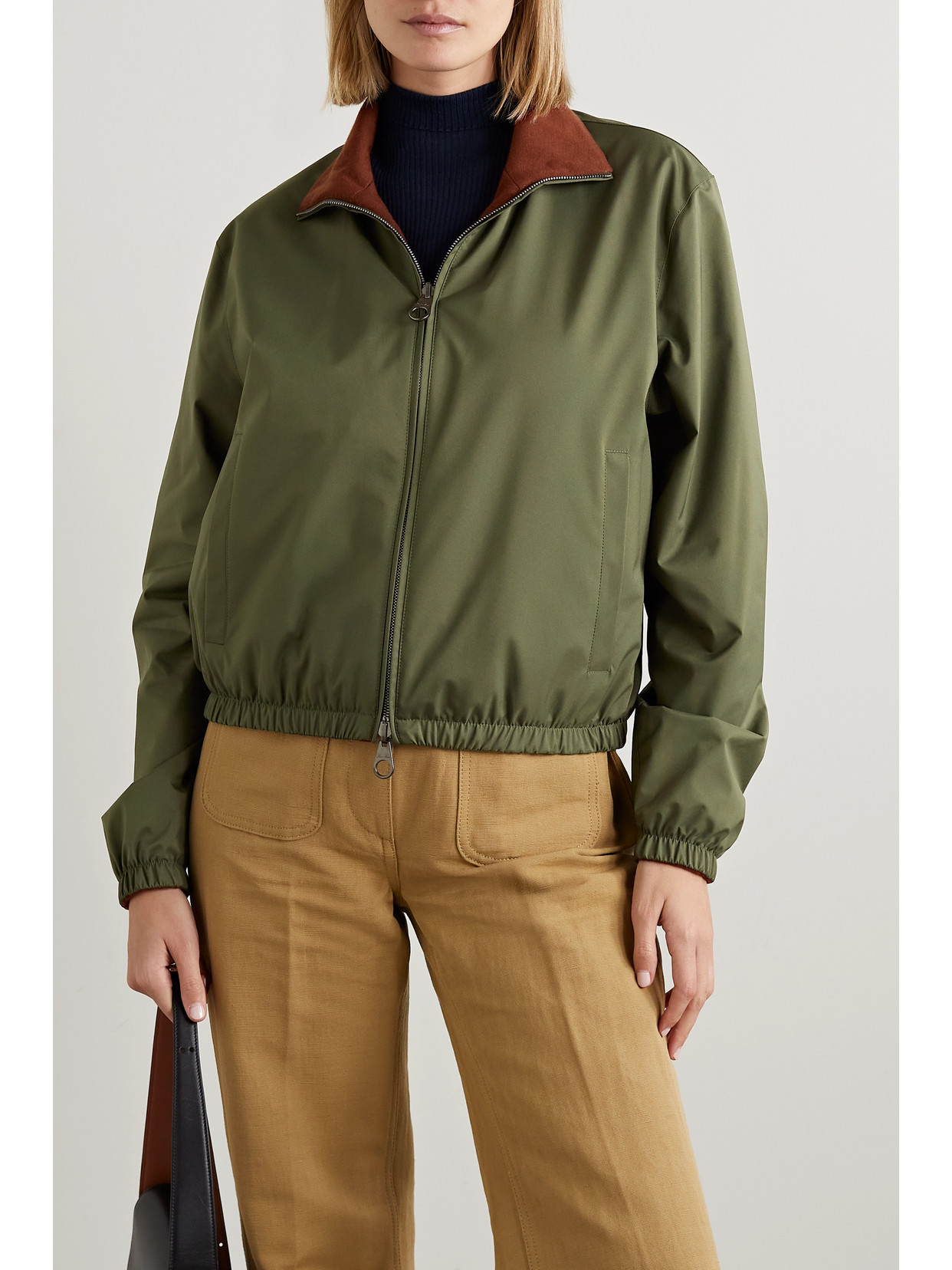 Shop Loro Piana Reversible Shell And Cashmere Bomber Jacket In Green