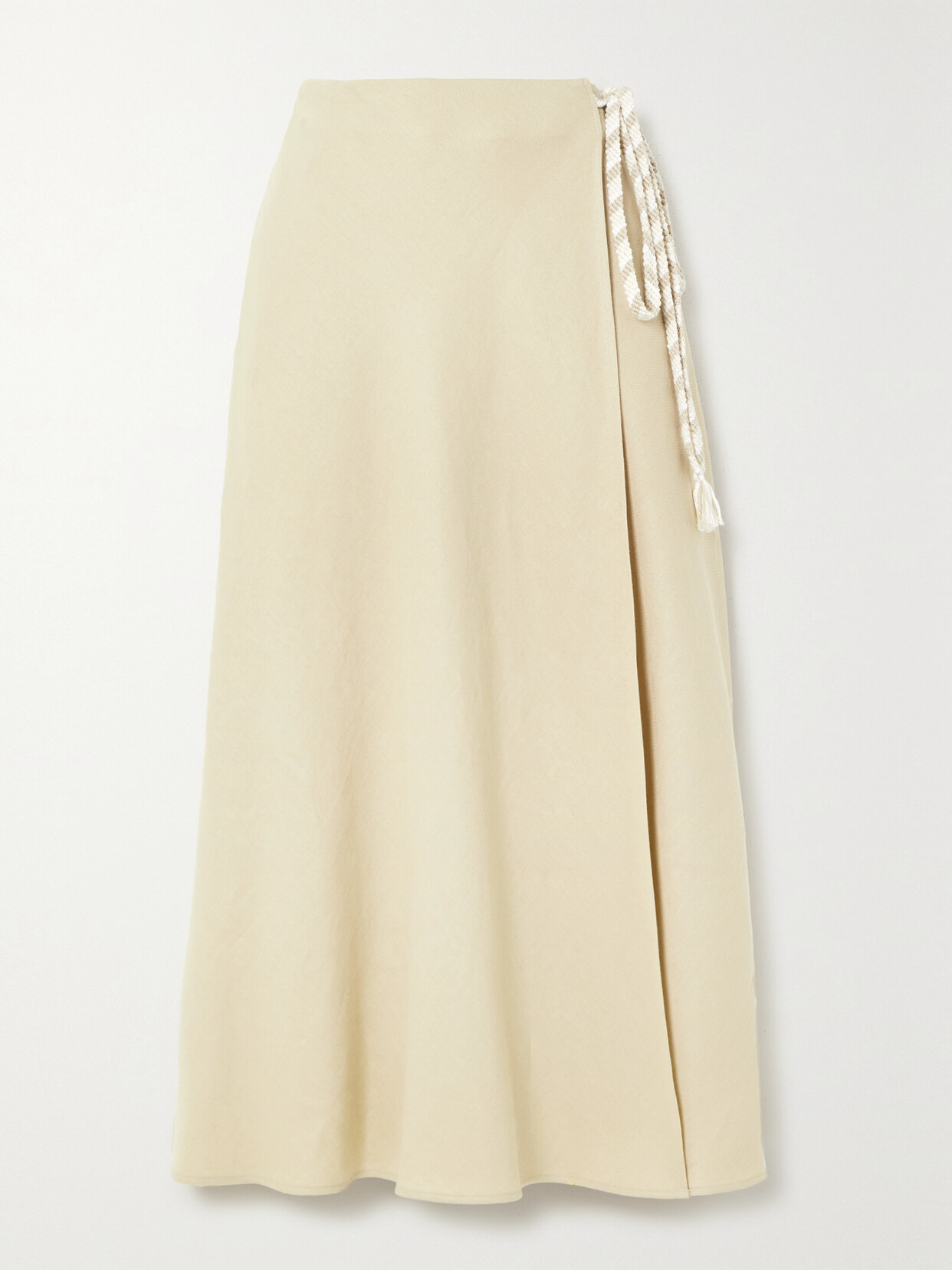 Loro Piana - Antigua Tie-detailed Linen Midi Wrap Skirt - Neutrals