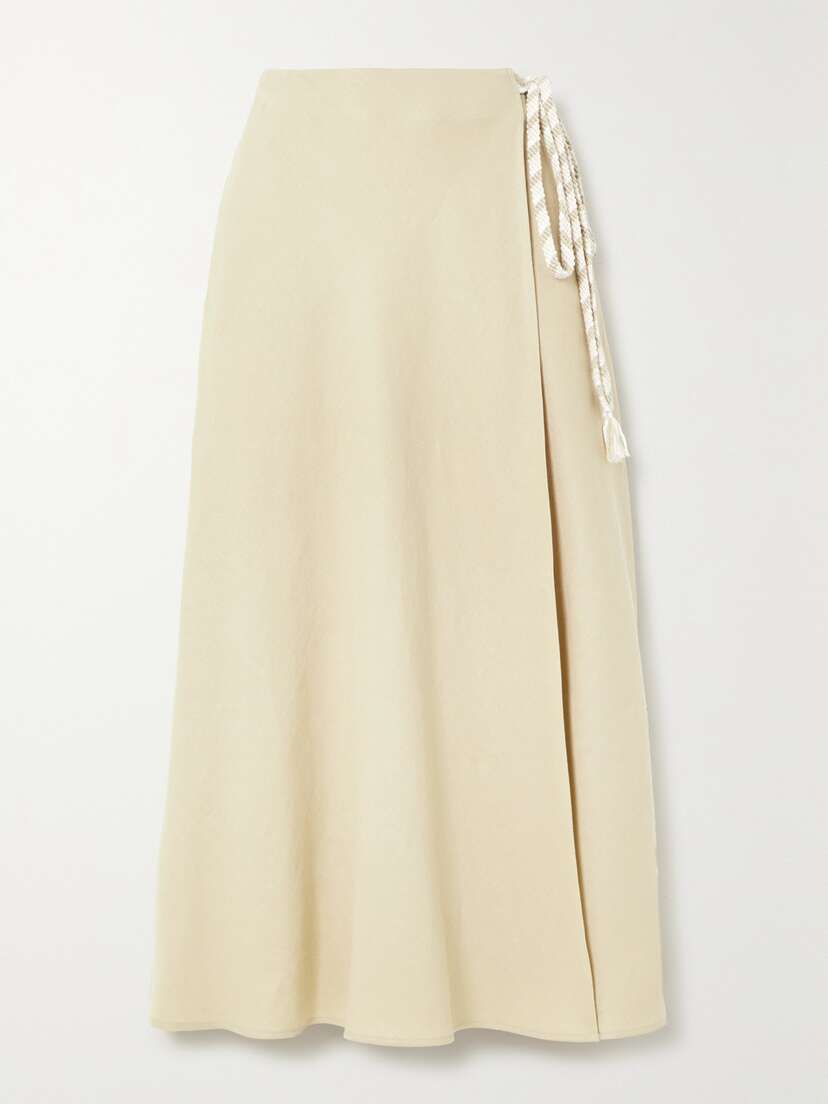 Loro Piana Antigua Tie-detailed Linen Midi Wrap Skirt