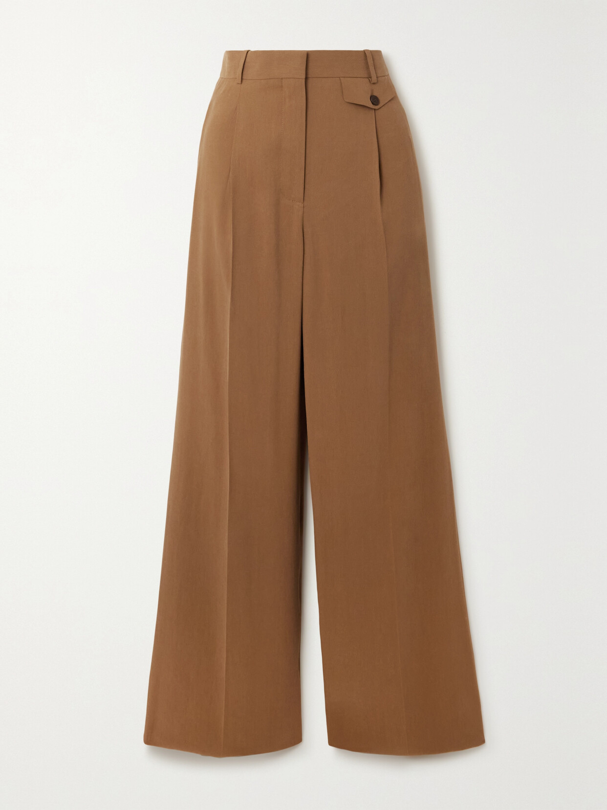 Loro Piana Pleated Twill Wide-leg Pants In Brown