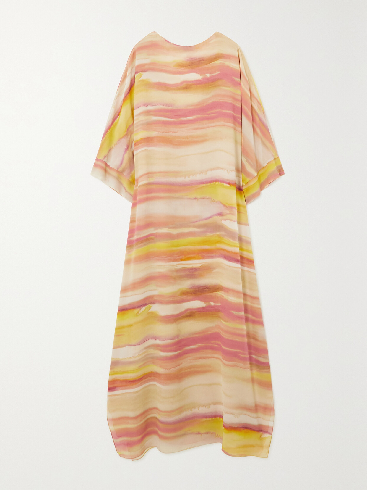 Loro Piana Cillia Striped Silk-chiffon Maxi Dress In Pineapple Sorbet To Grapefruit Jelly