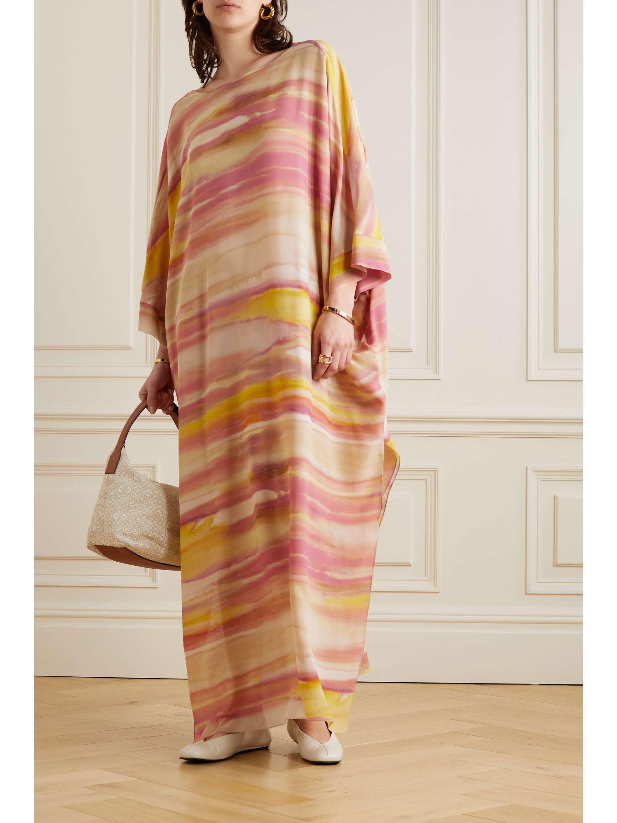 LORO PIANA Cillia striped silk-chiffon maxi dress