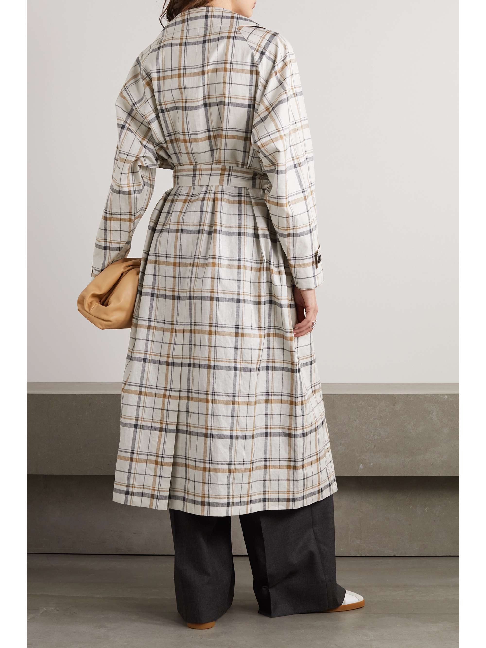 LORO PIANA Bille checked belted linen trench coat