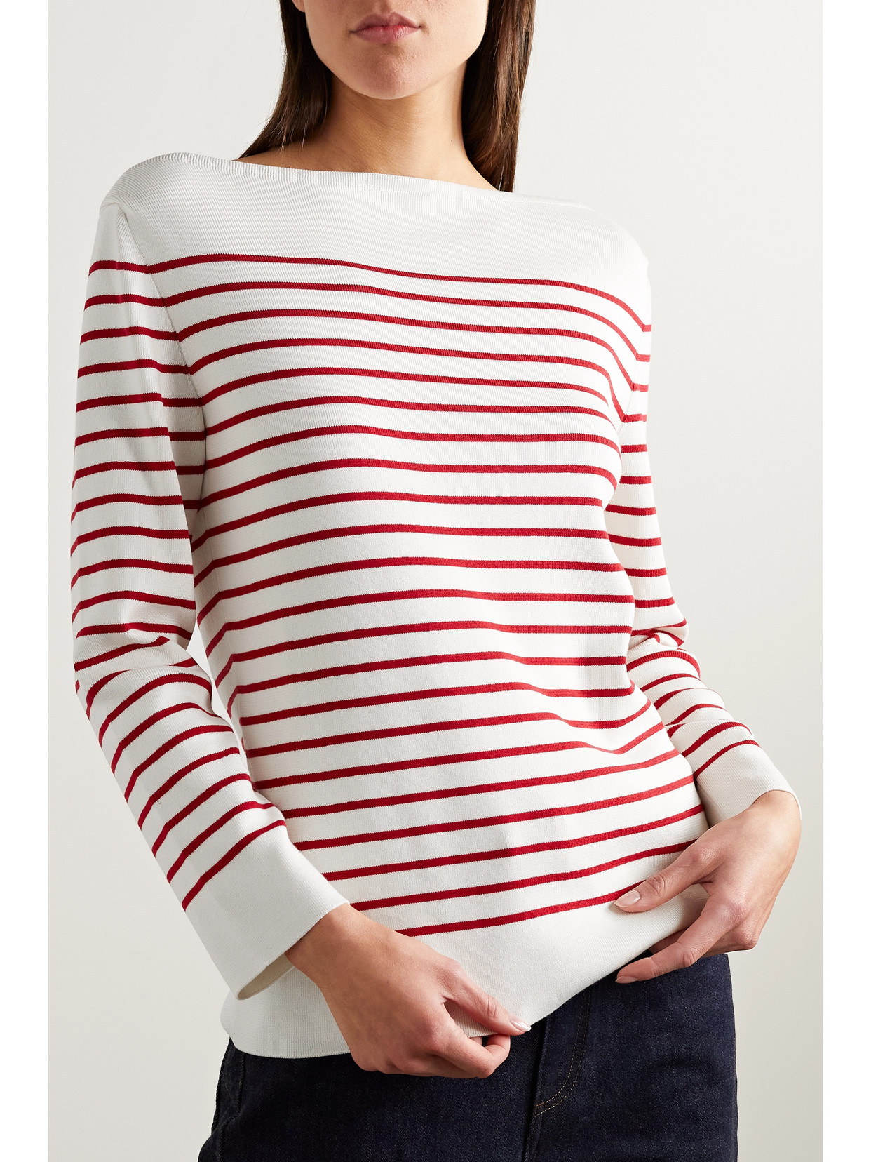 Loro Piana Striped Silk And Cotton-blend Sweater In Red