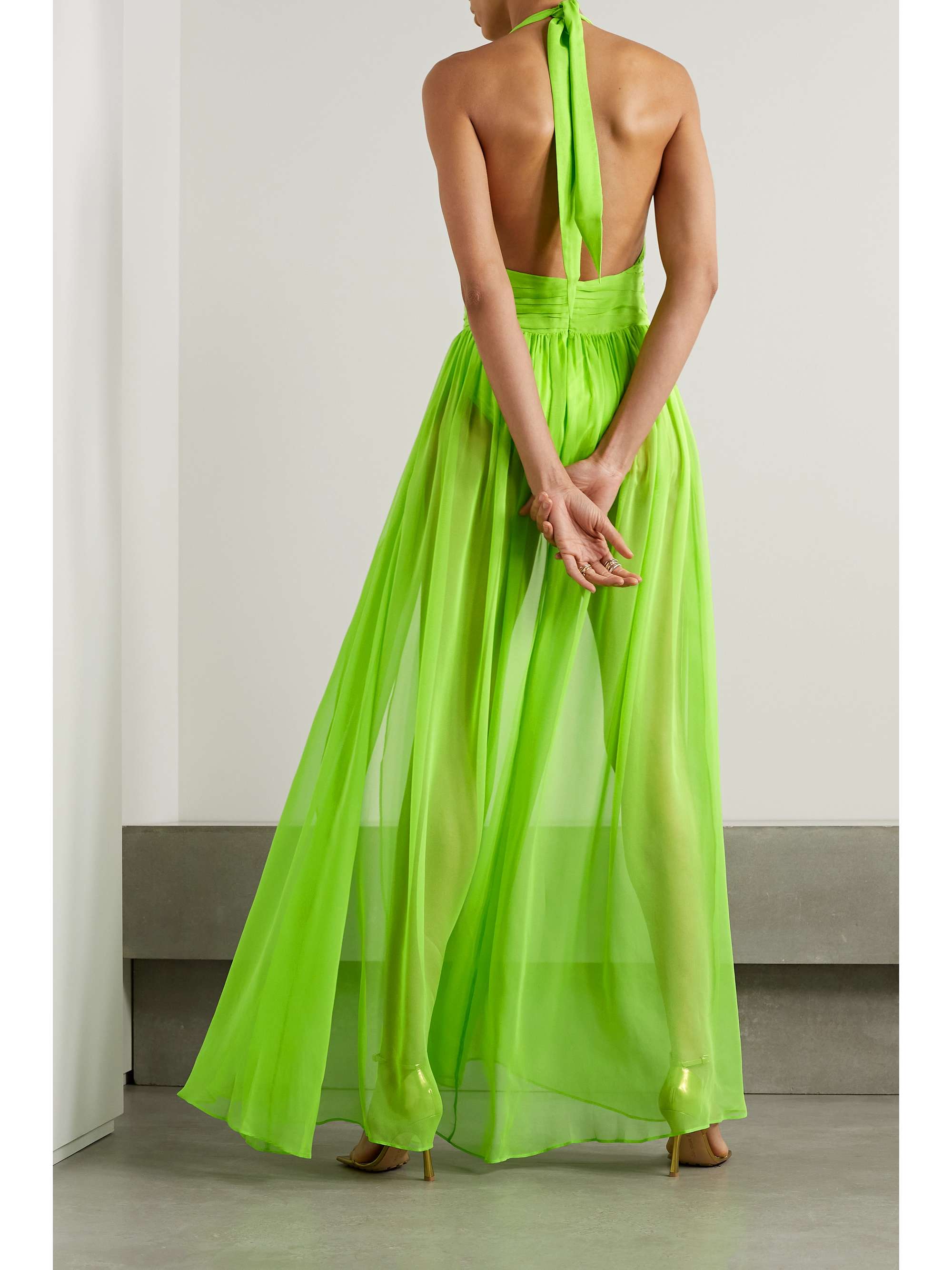 RETROFÊTE Zion silk-chiffon halterneck maxi dress