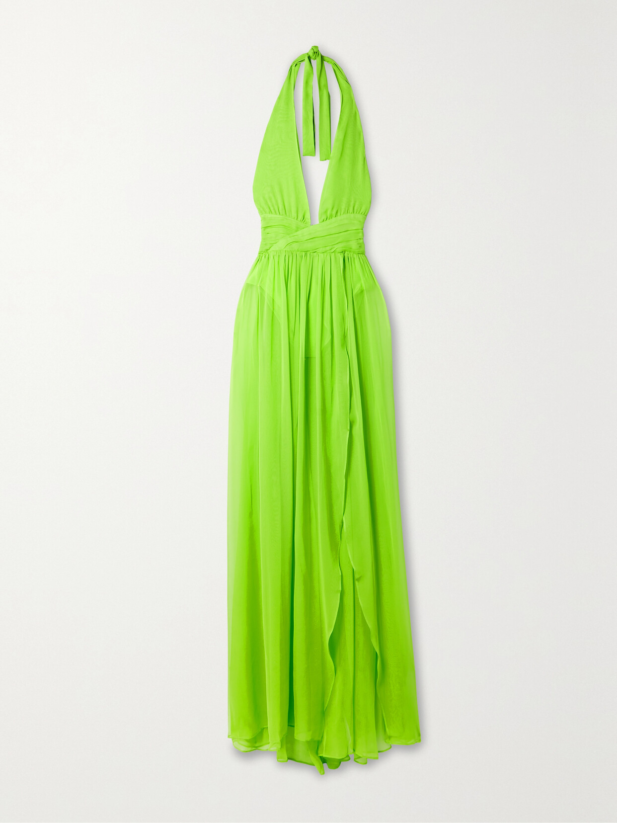 Retrofête Zion Silk-chiffon Halterneck Maxi Dress - Green