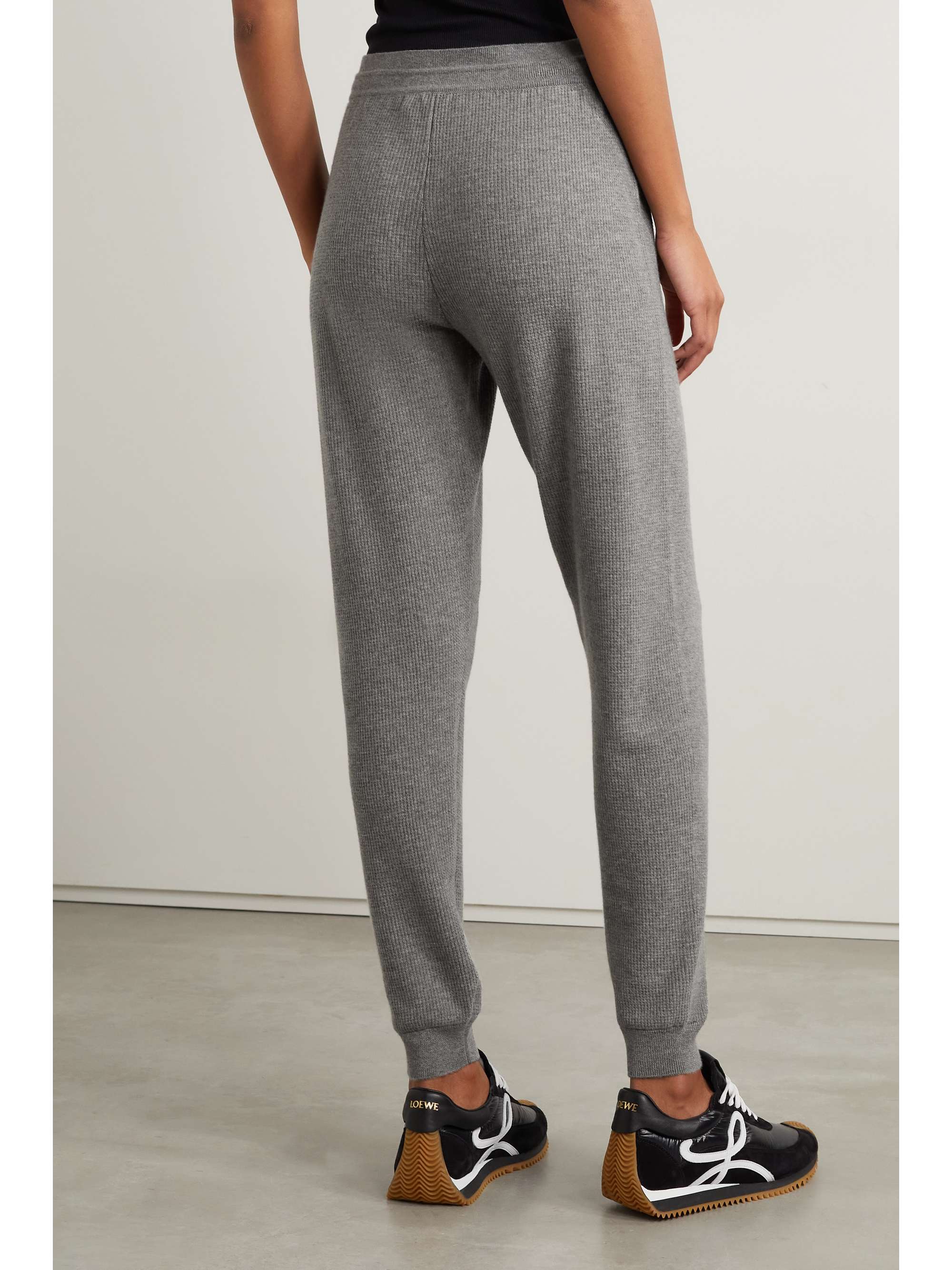 LORO PIANA Vinci waffle-knit cashmere tapered track pants