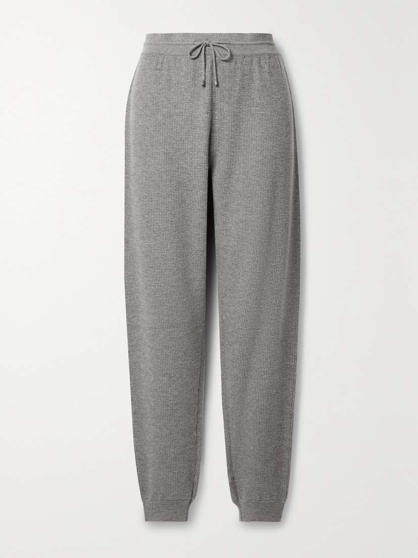 Loro Piana Vinci Waffle-knit Cashmere Tapered Track Pants