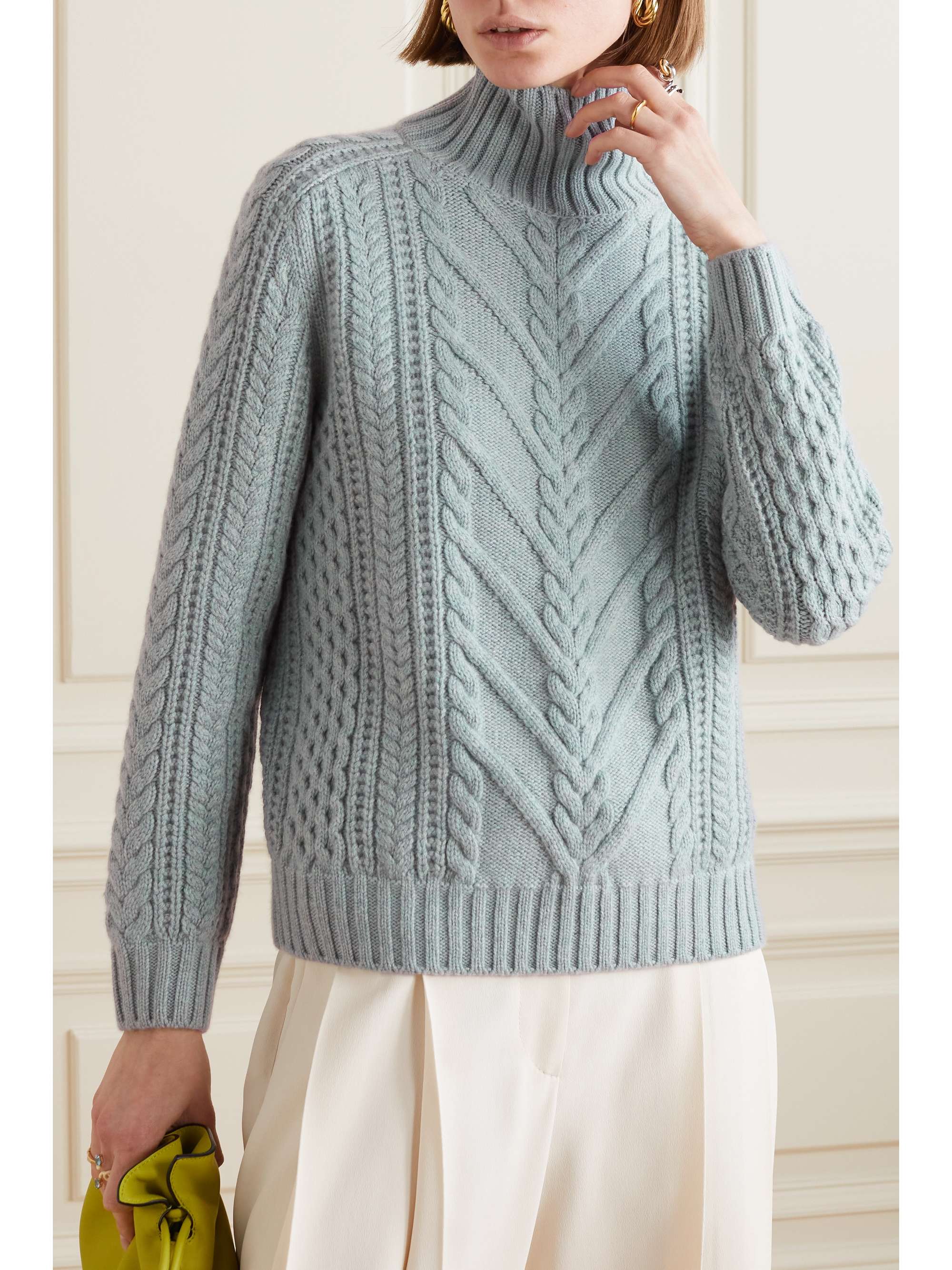 LORO PIANA Cable-knit cashmere turtleneck sweater | NET-A-PORTER