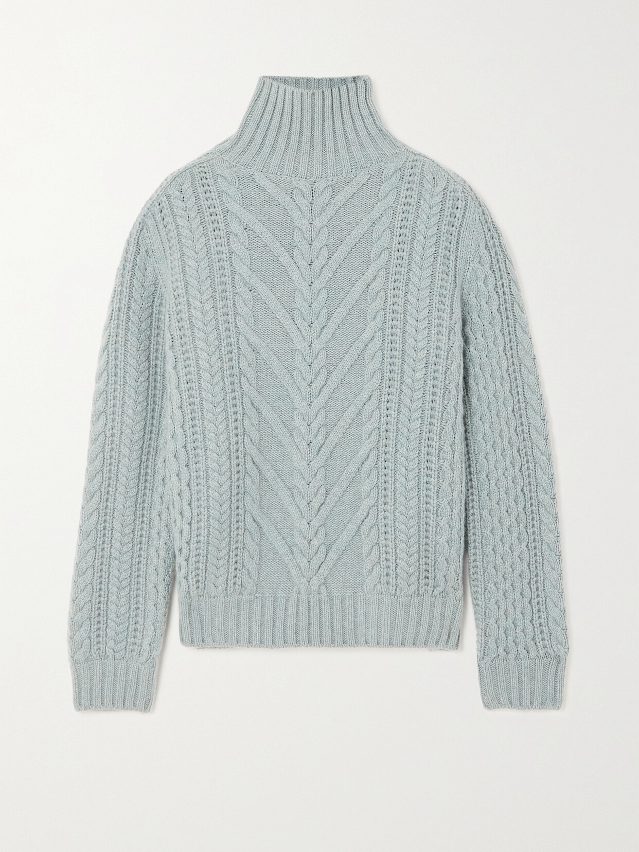 Loro Piana - Cable-knit Cashmere Turtleneck Sweater - Blue