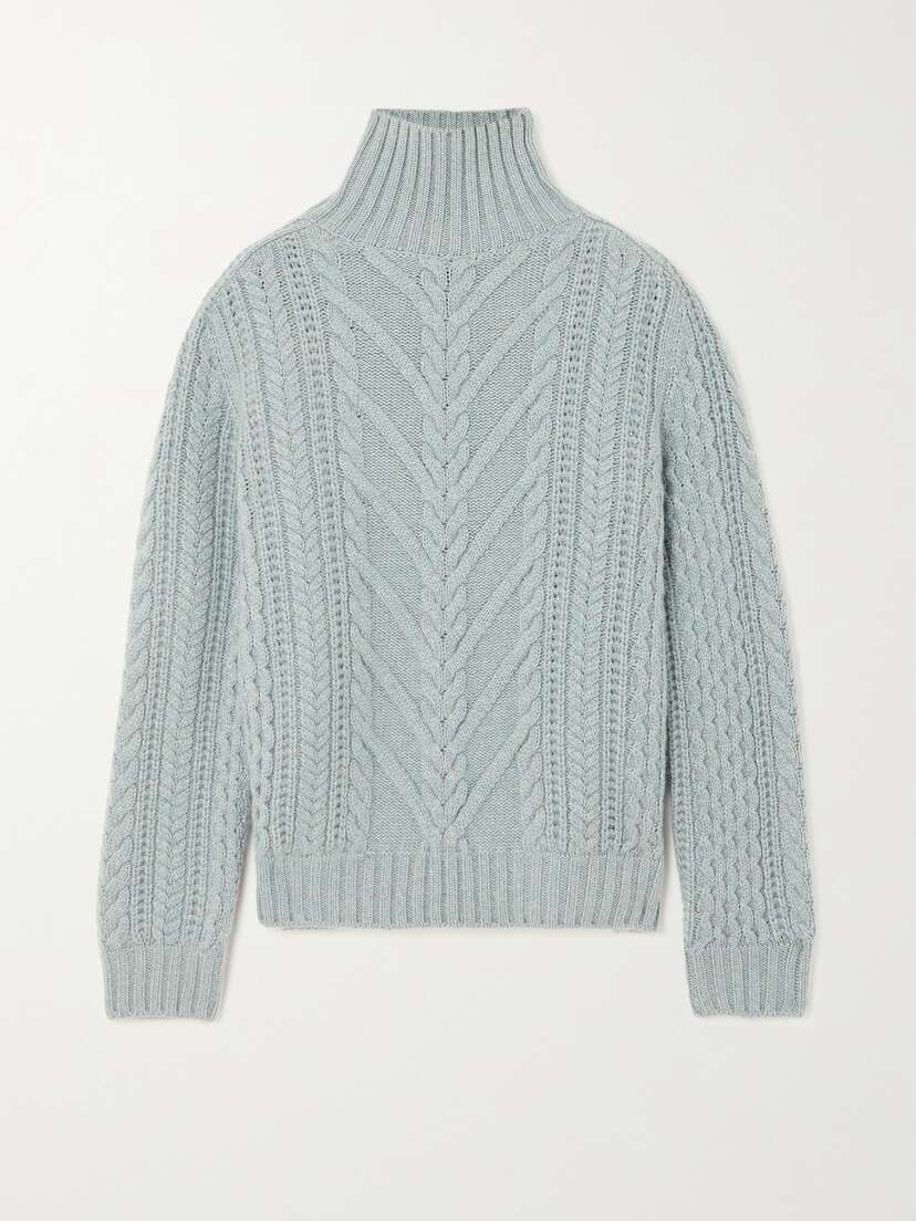 Loro Piana Cable-knit Cashmere Turtleneck Sweater