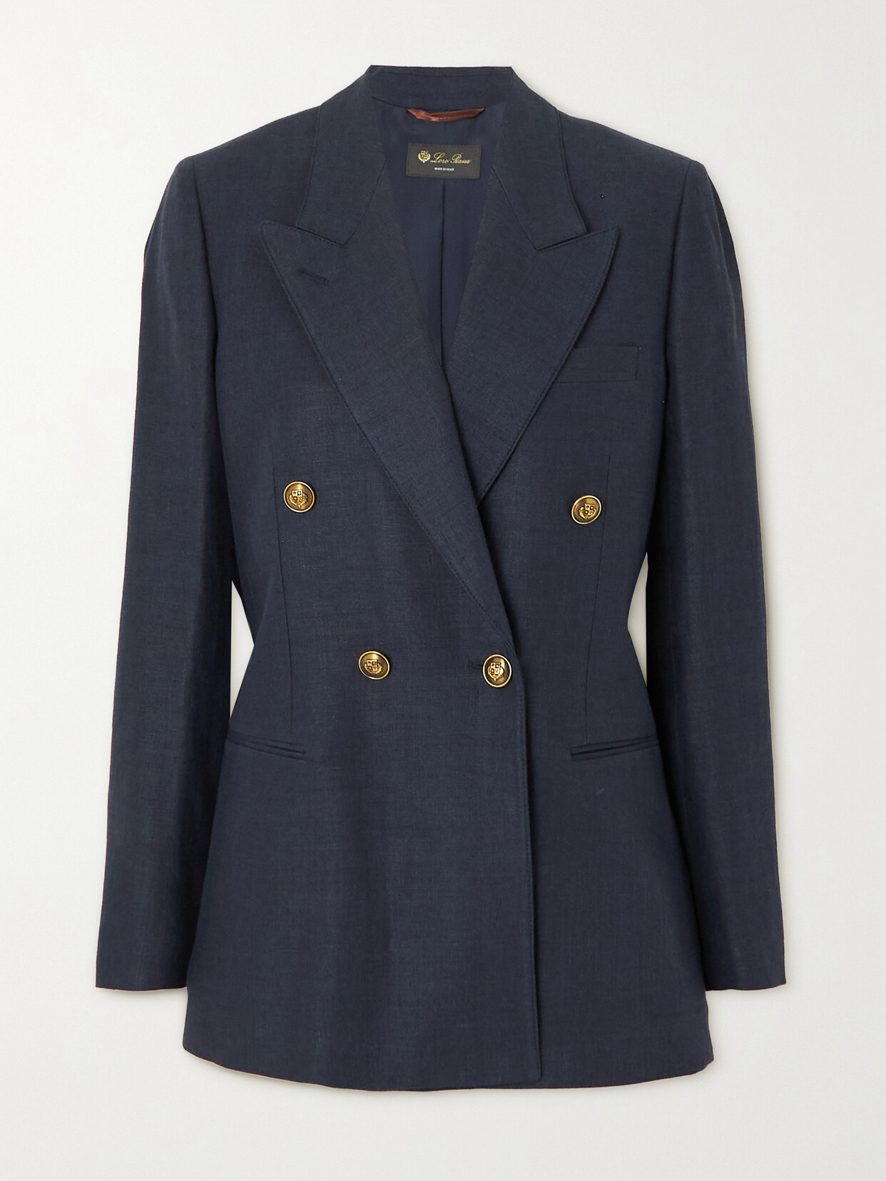 Loro Piana Giacca Aurora Structured Linen Short Coat In Navy