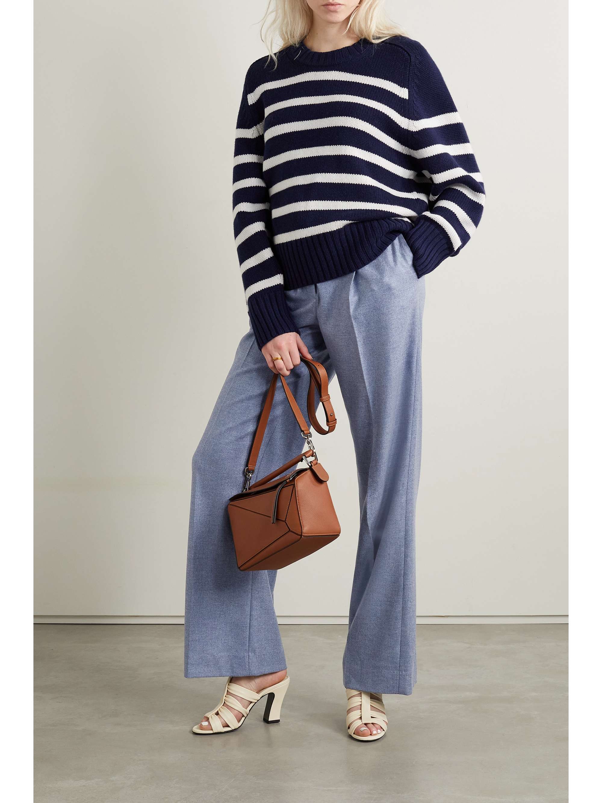 LORO PIANA Pleated cashmere wide-leg pants