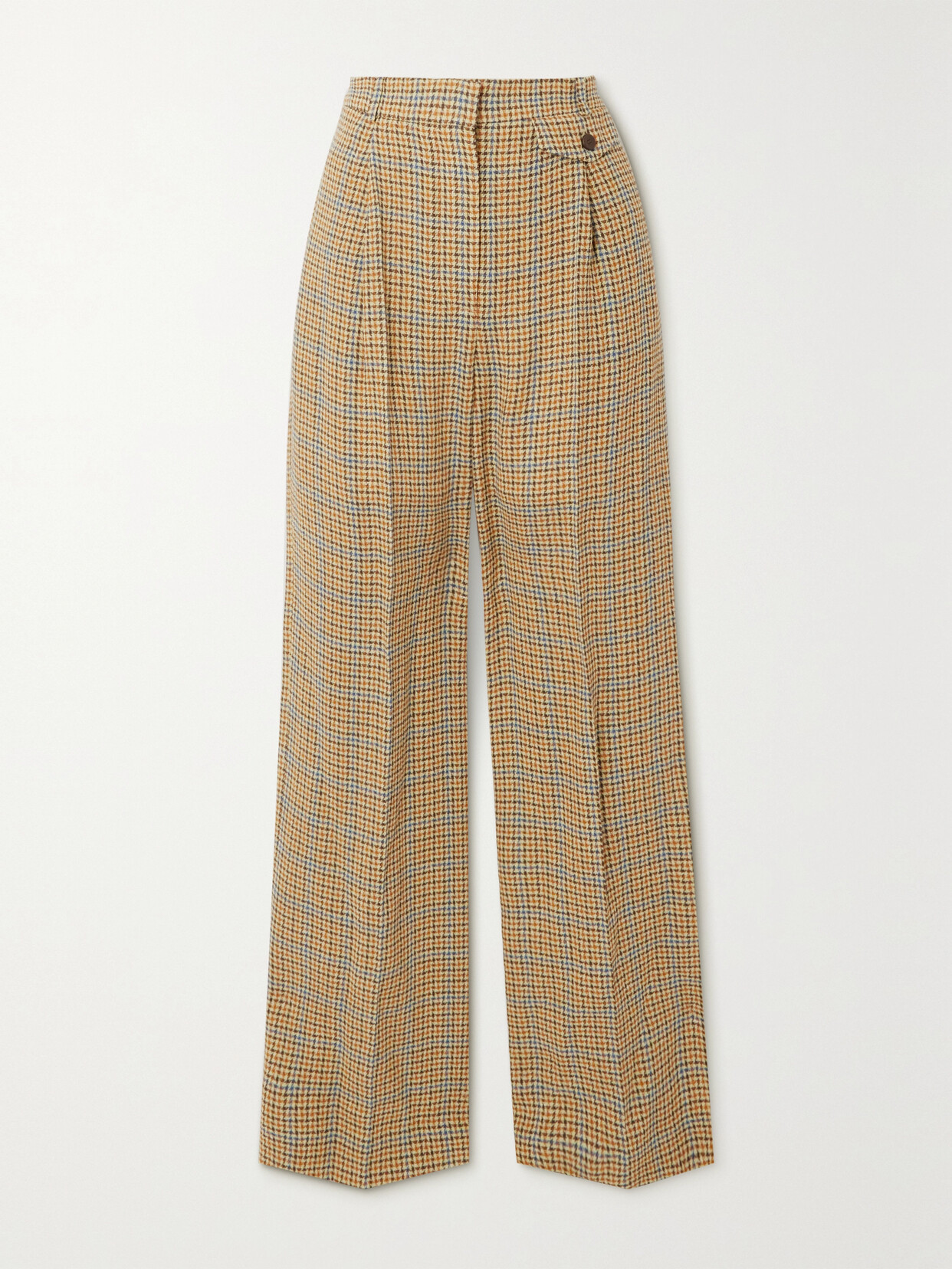 Loro Piana Fabian Checked Linen Wide-leg Pants In Brown