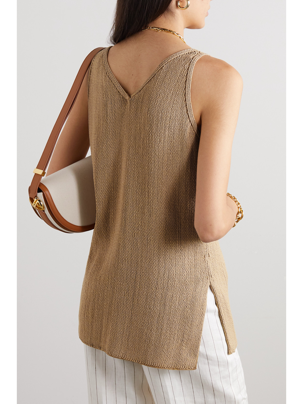 Shop Loro Piana Cala Matano Ribbed Silk And Cotton-blend Tank In Brown