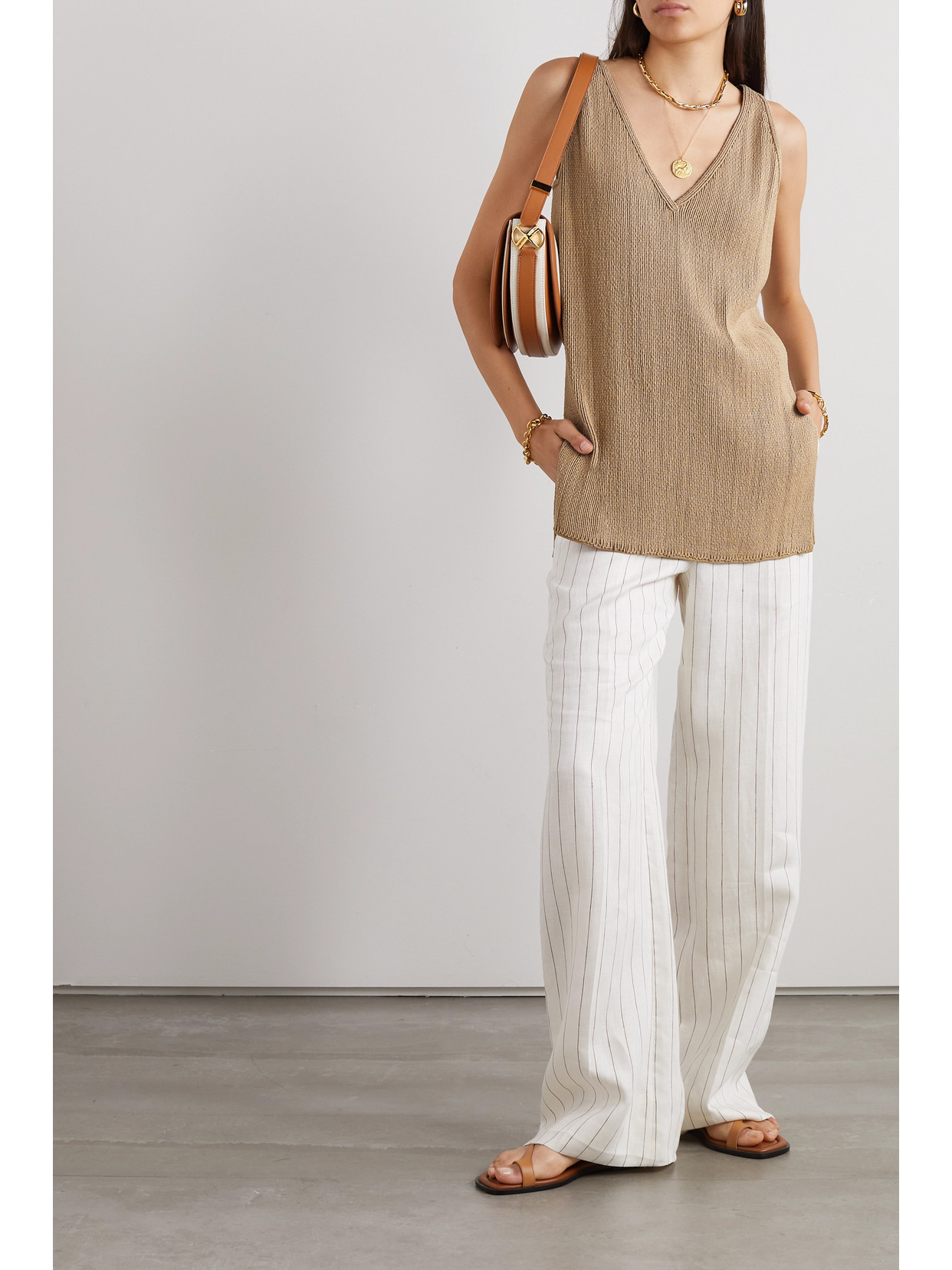 Loro Piana Cala Matano Ribbed Silk And Cotton-blend Tank In Brown
