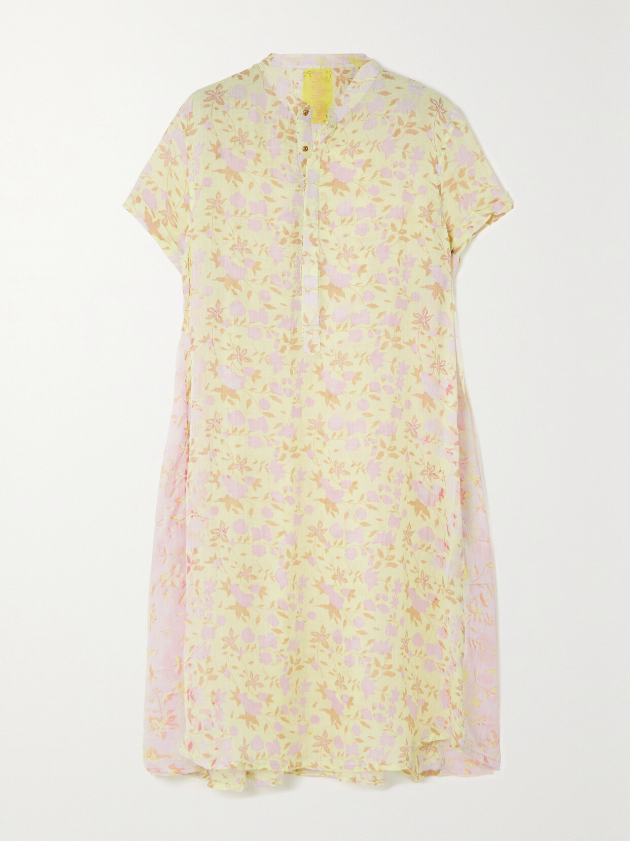Yvonne S + Net Sustain Nehru Paneled Floral-print Linen Dress