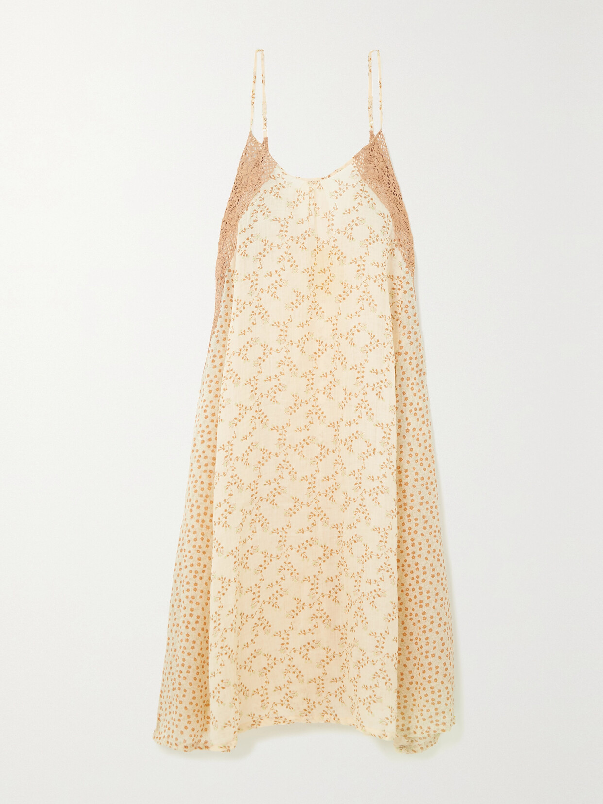 Yvonne S + Net Sustain Lace-trimmed Floral-print Linen Maxi Dress - Orange