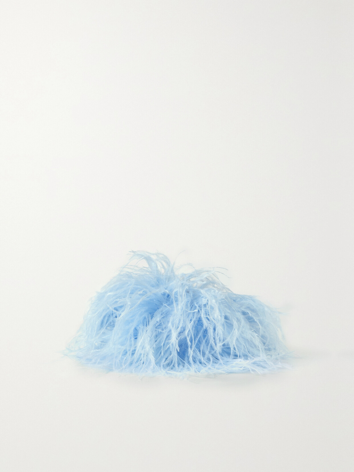 The Attico Midnight Feather-trimmed Satin Clutch