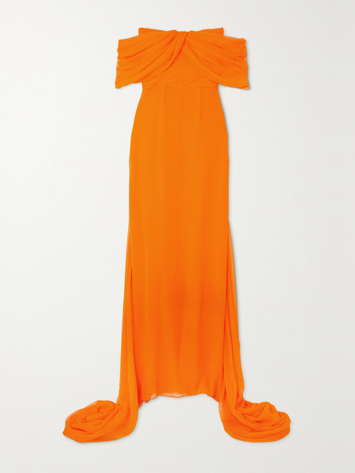 Markarian - Anthea Off-the-shoulder Draped Silk-chiffon Gown - Orange