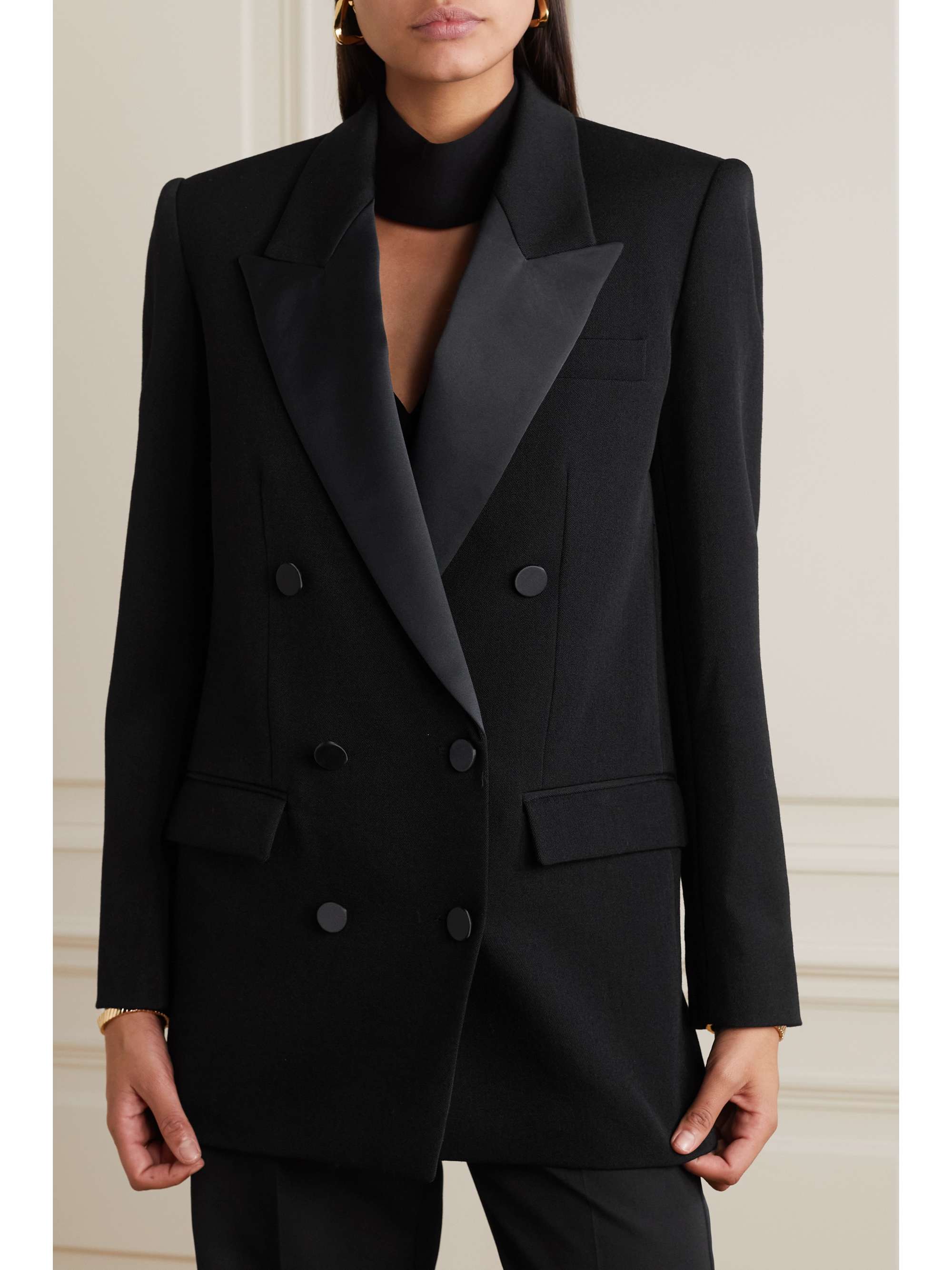 ISABEL MARANT Blazer à double boutonnage en laine à finitions en satin Nevim