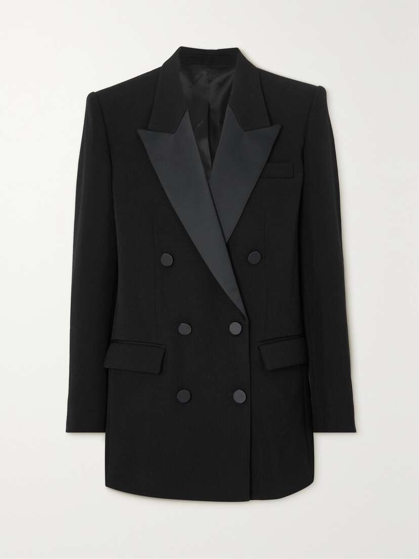 Isabel Marant Nevim Double-breasted Satin-trimmed Wool Blazer