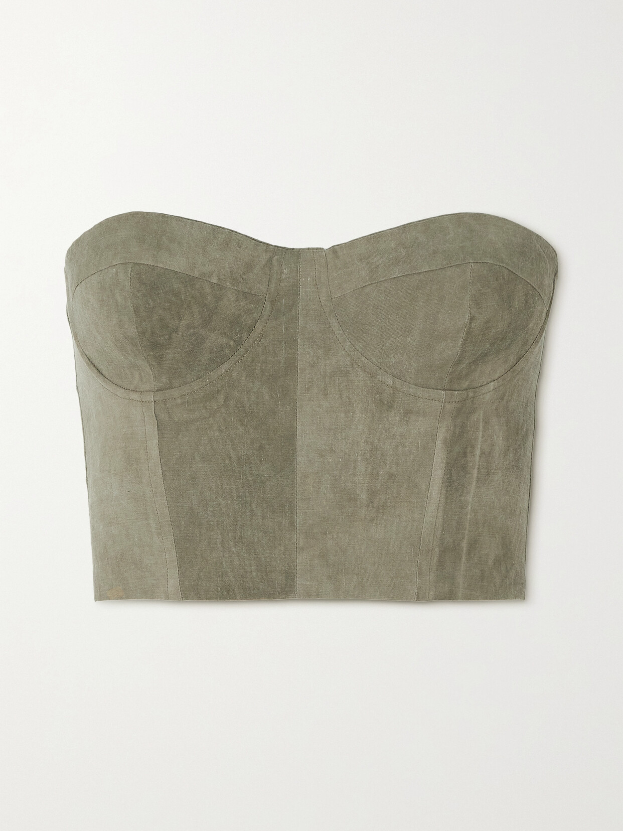 Cortana + Net Sustain Freja Strapless Woven Bustier Top - Green