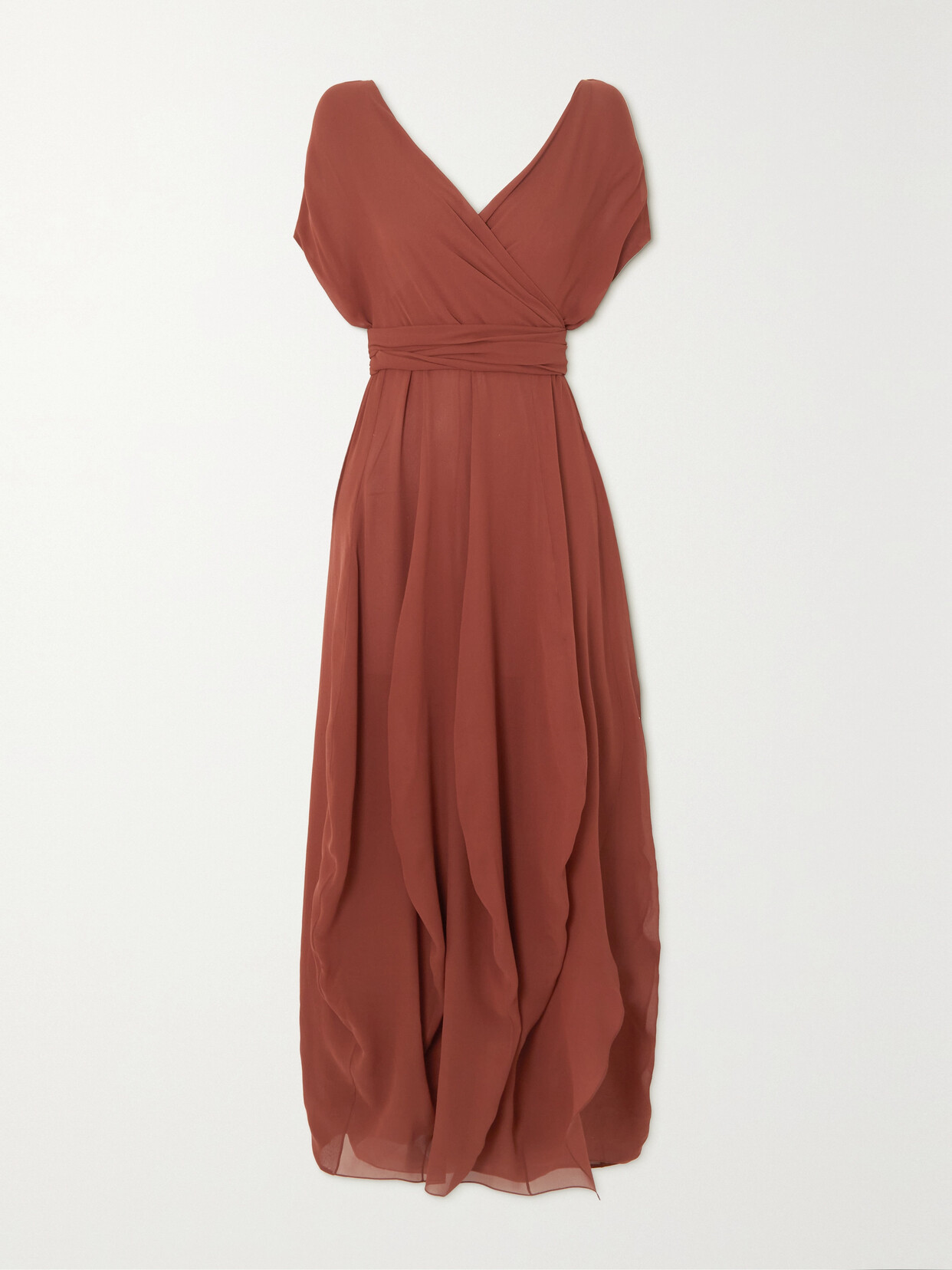 Cortana - + Net Sustain Saona Off-the-shoulder Wrap-effect Silk Maxi Dress - Red