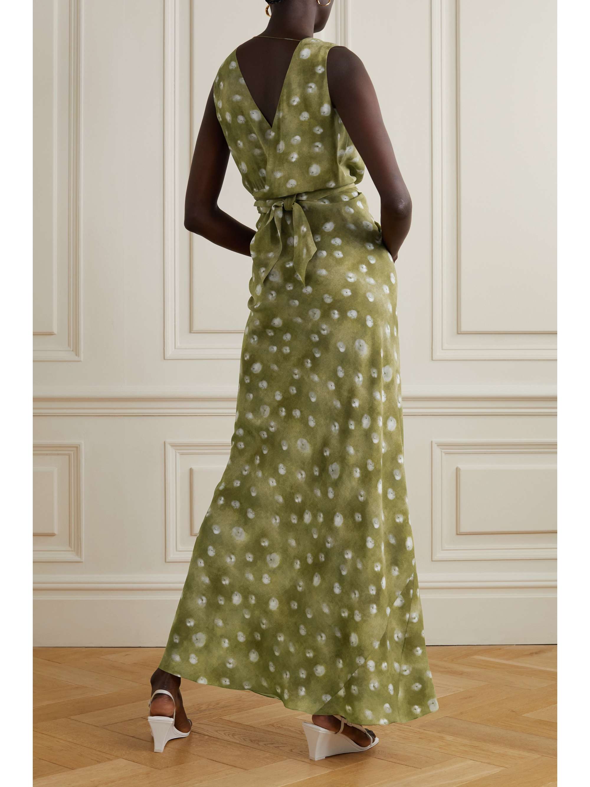 CORTANA + NET SUSTAIN Tami printed silk-crepe maxi wrap dress