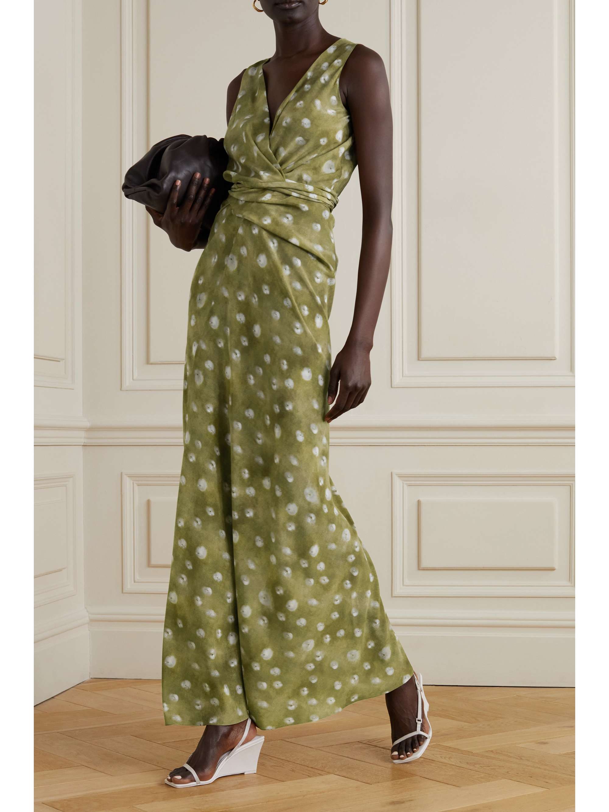 CORTANA + NET SUSTAIN Tami printed silk-crepe maxi wrap dress
