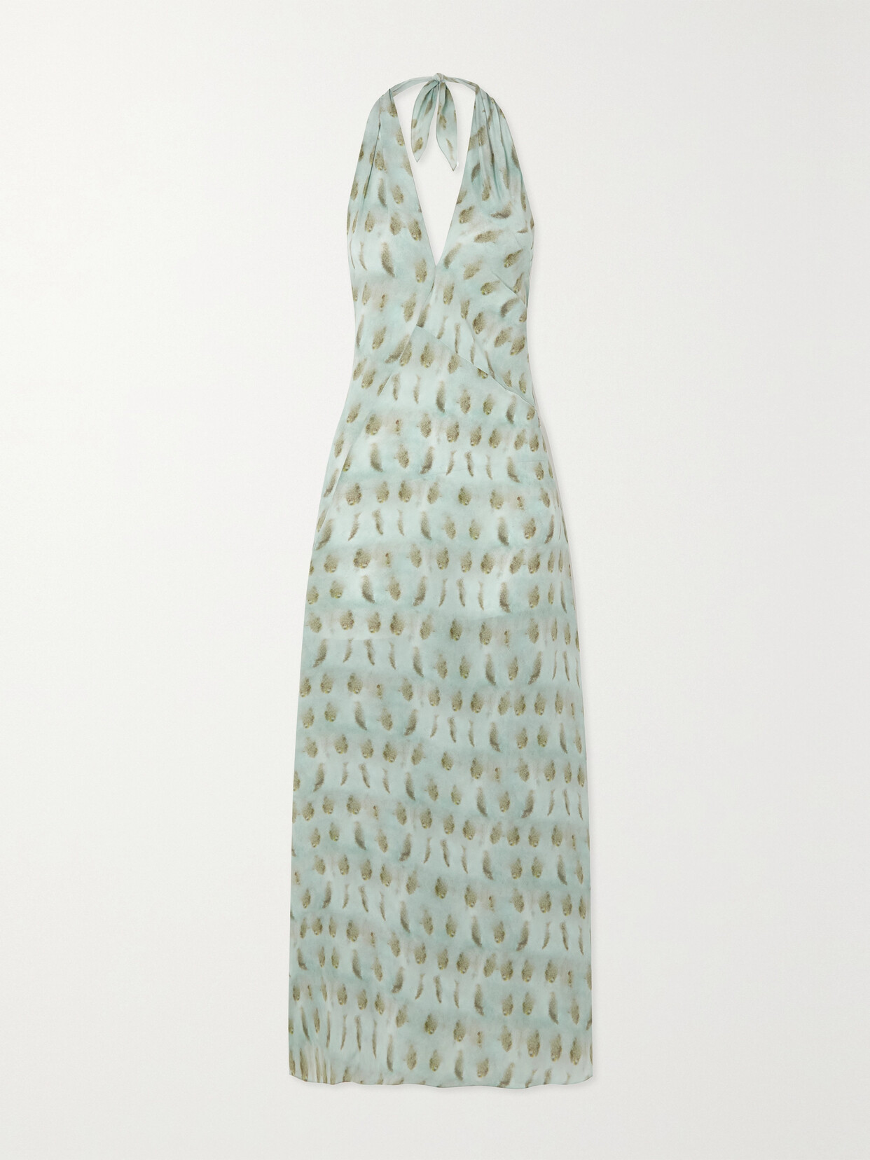 Cortana - + Net Sustain Mena Open-back Printed Silk Halterneck Maxi Dress - Blue