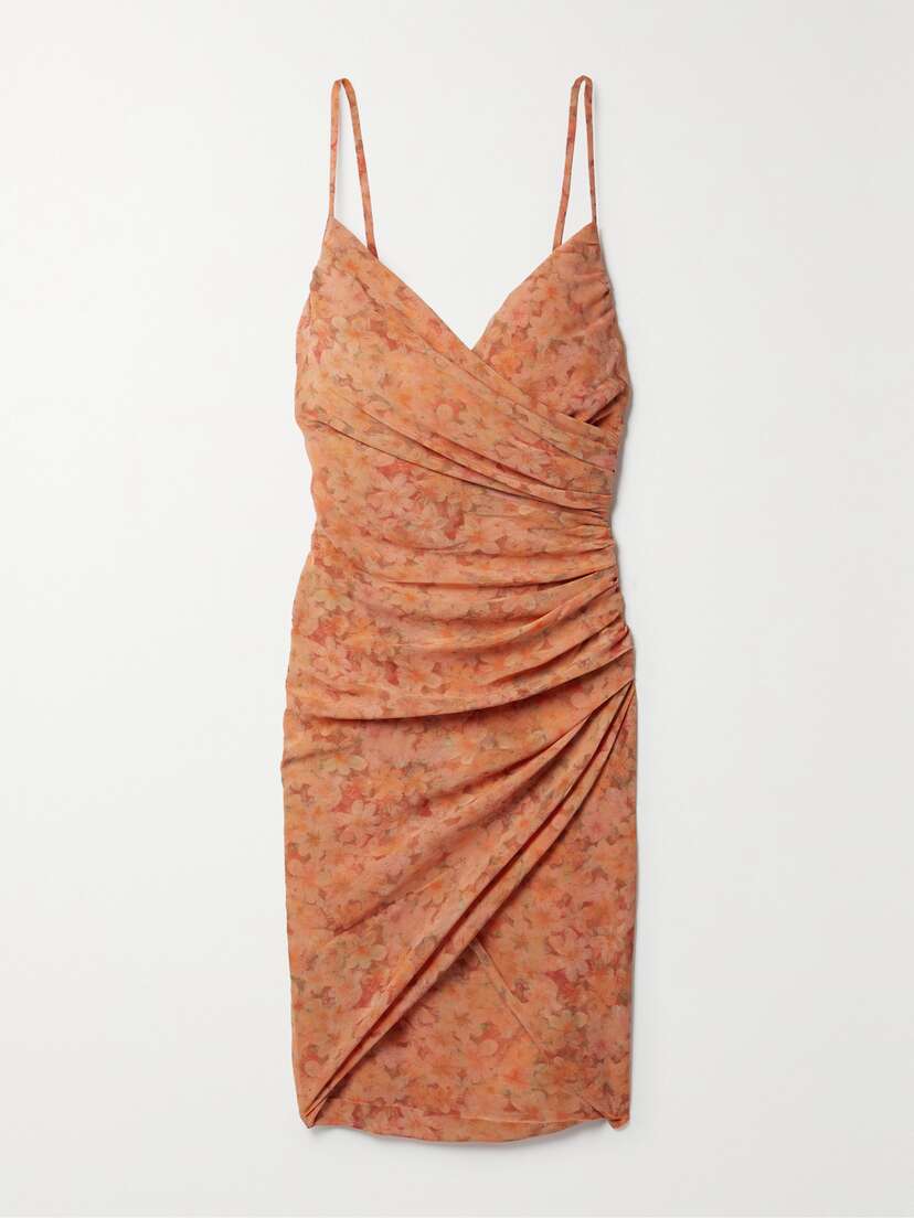 Cortana + Net Sustain Biba Gathered Floral-print Silk Crepe De Chine Mini Dress