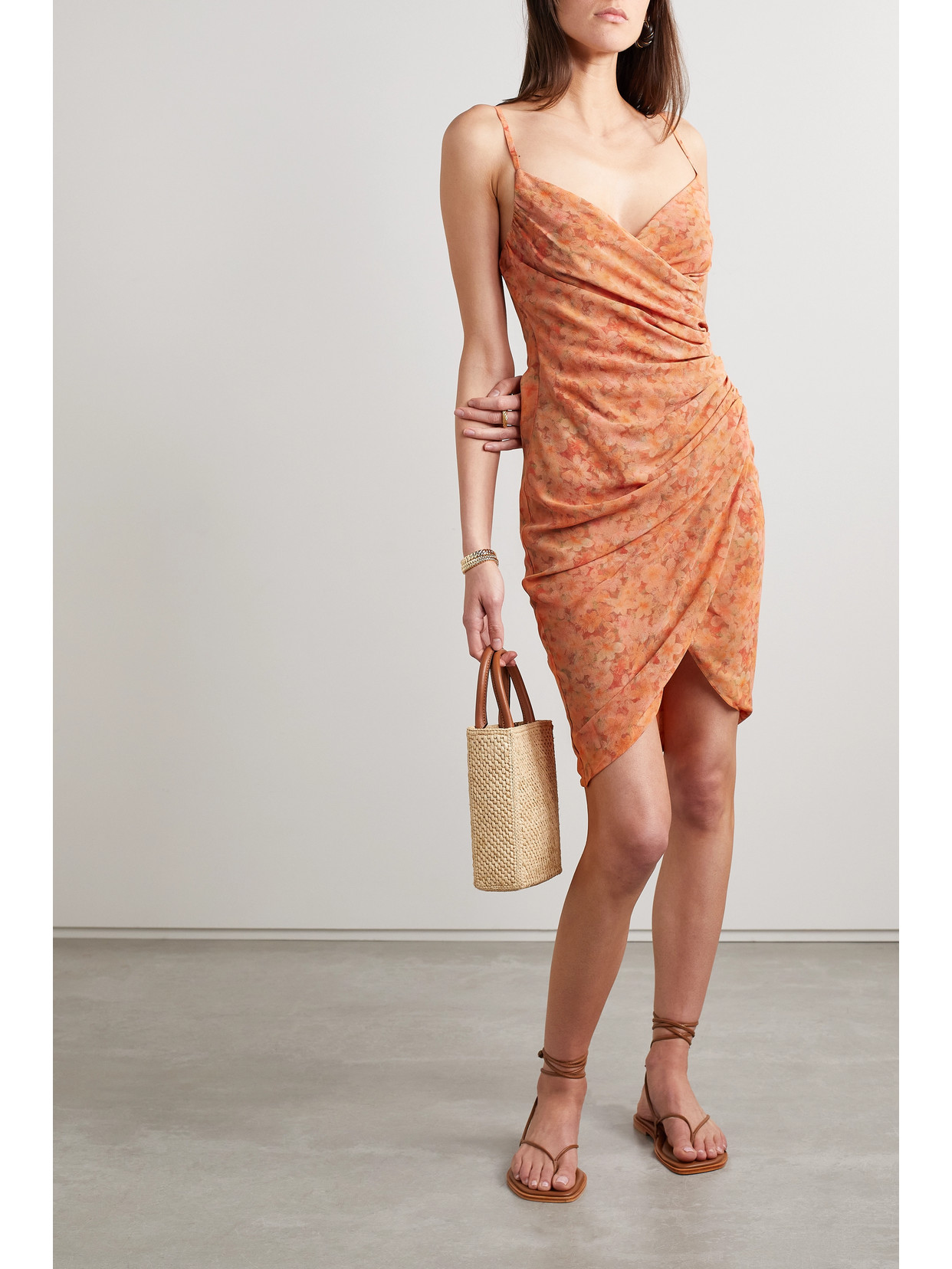 Shop Cortana + Net Sustain Biba Gathered Floral-print Silk Crepe De Chine Mini Dress In Multi