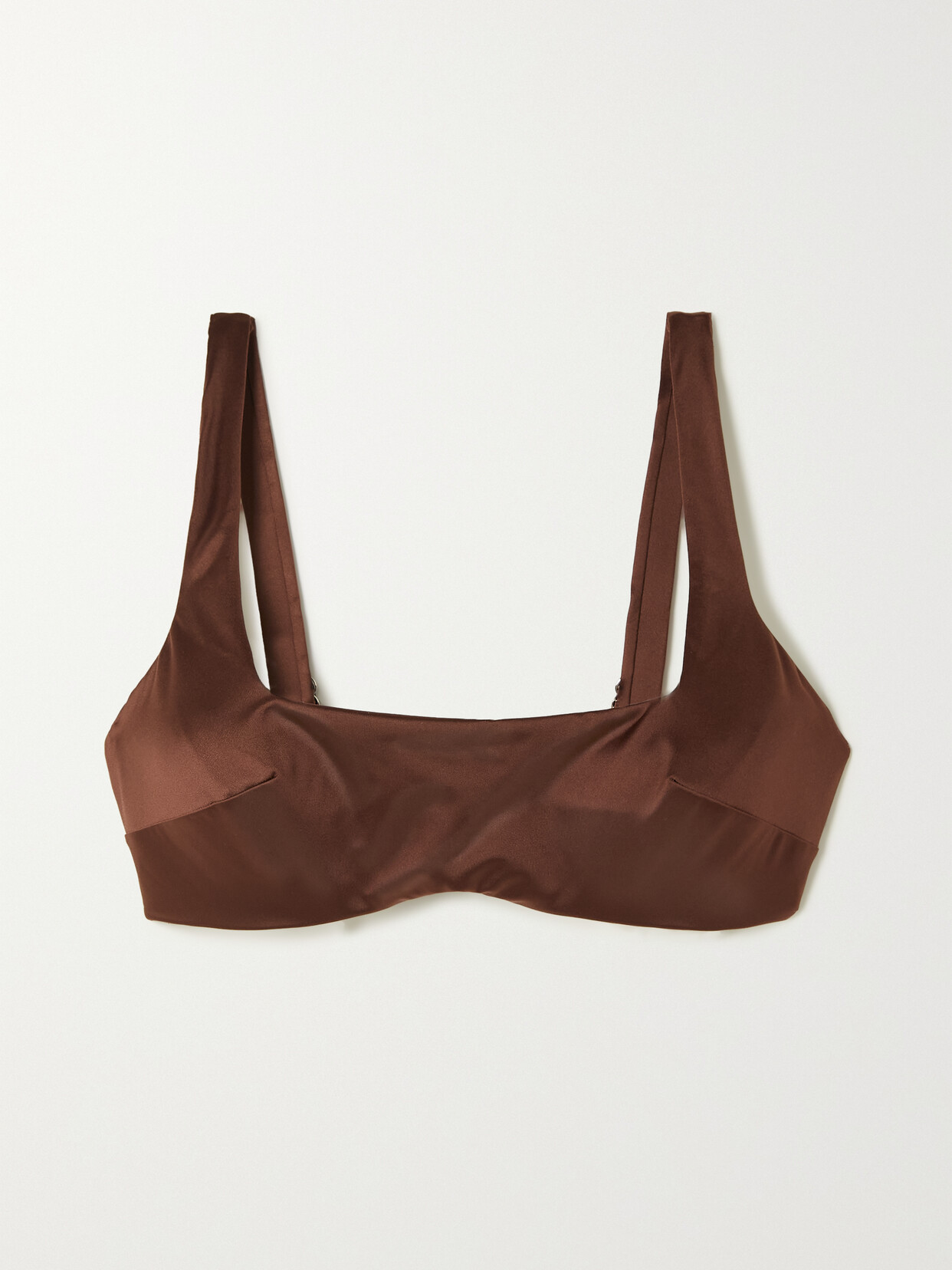 Form and Fold - D-g The Crop Stretch-satin Bikini Top - Brown