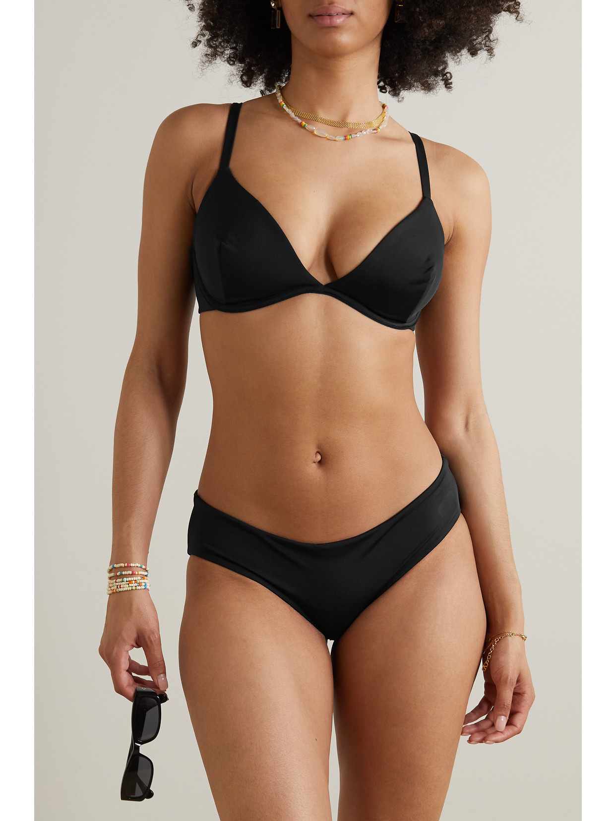 Form And Fold The Triangle D-g Underwired Bikini Top In Black