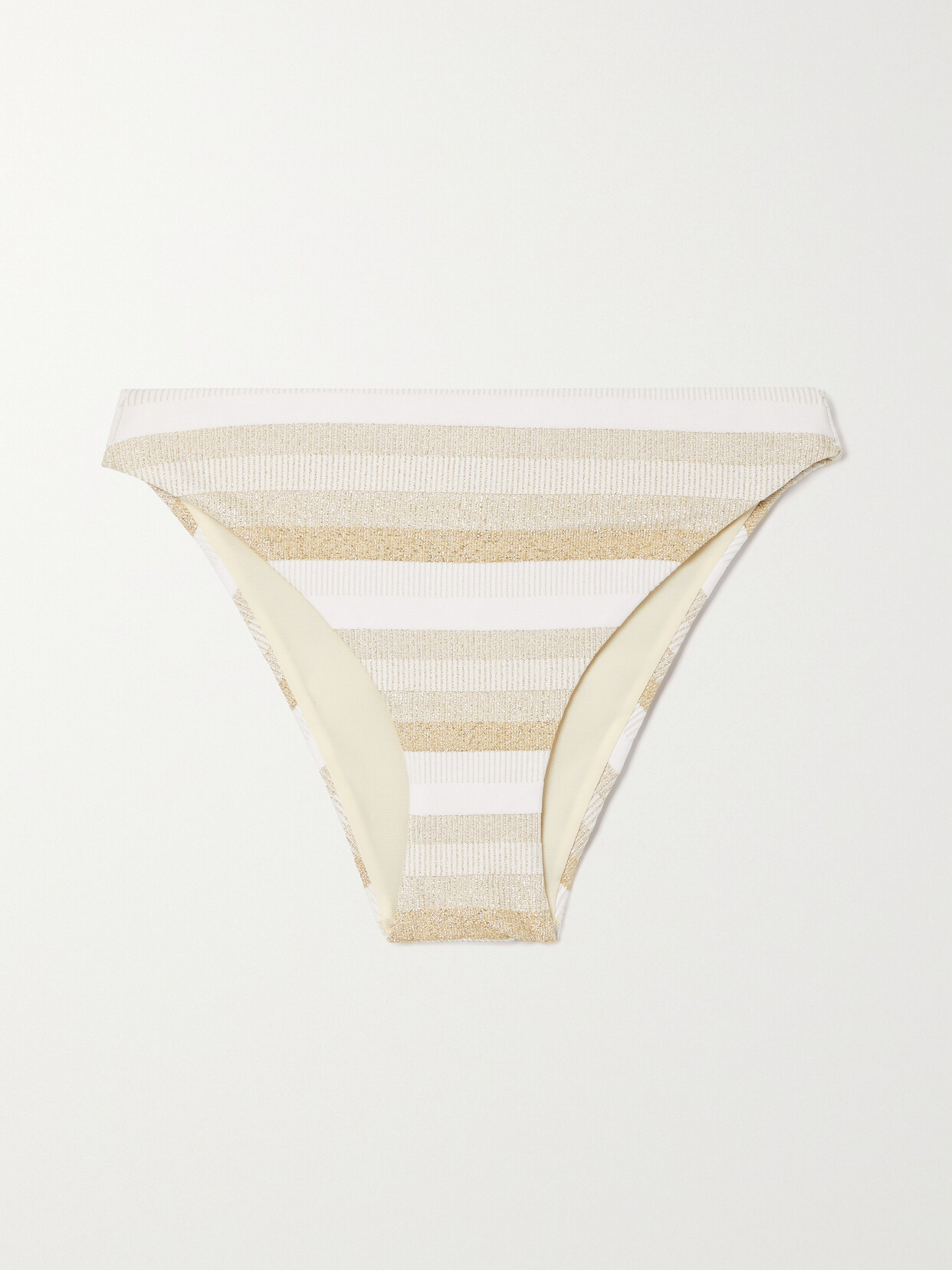 Max Mara Swami Metallic Striped Stretch Bikini Briefs In White