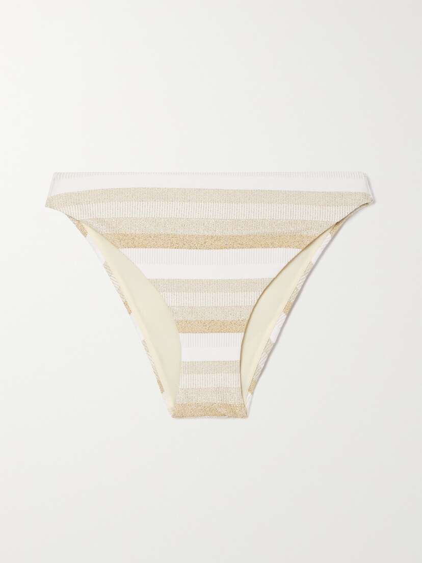 Max Mara — Swami metallic striped stretch bikini briefs