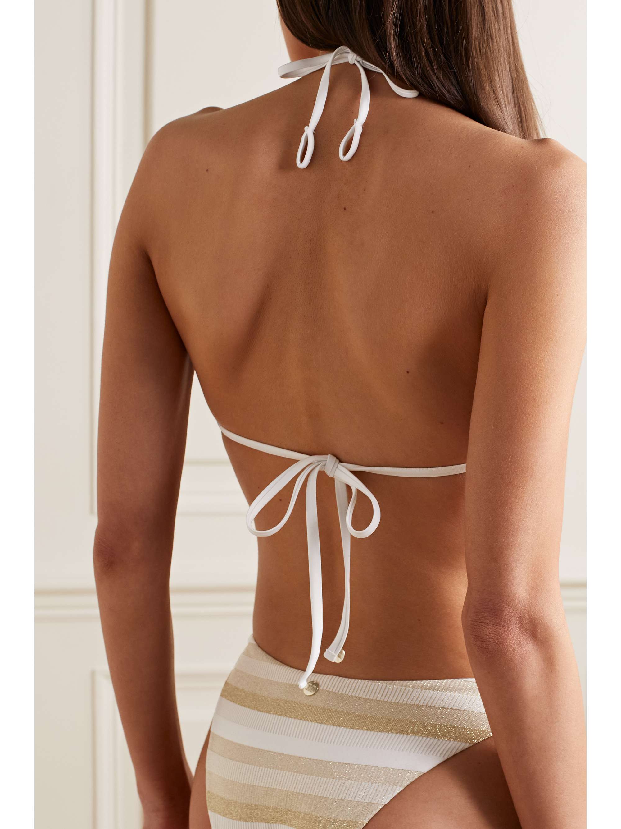 MAX MARA Astrid striped metallic stretch bikini top