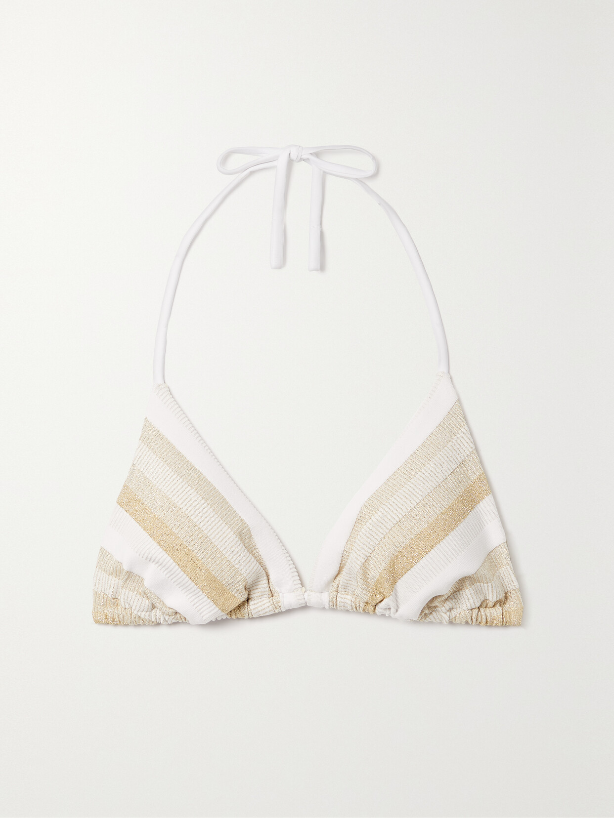 Max Mara - Astrid Striped Metallic Stretch Bikini Top - White