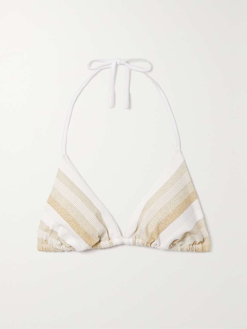 Max Mara Astrid Striped Metallic Stretch Bikini Top