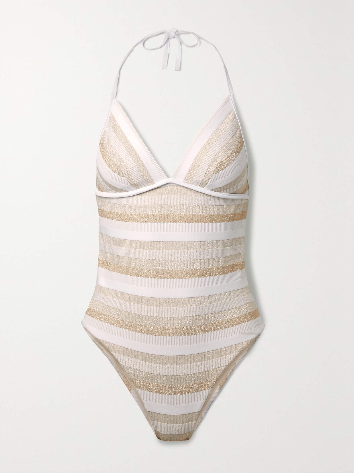 Max Mara - Carina Ribbed Metallic Striped Swimsuit - White