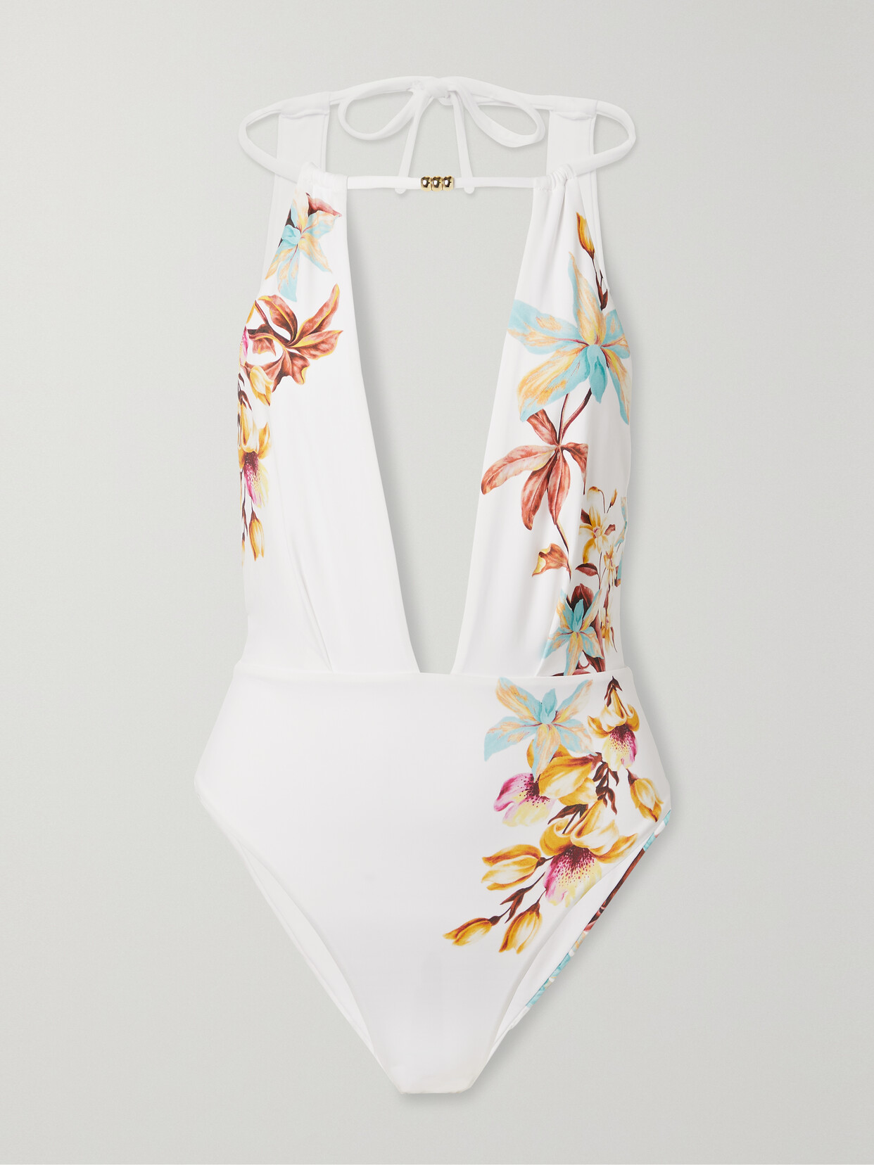 Max Mara - Chrissy Cutout Printed Stretch Swimsuit - White