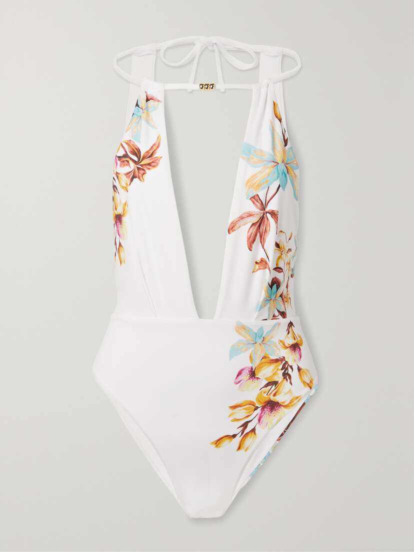 Max Mara Chrissy Cutout Printed Stretch Swimsuit - xx large