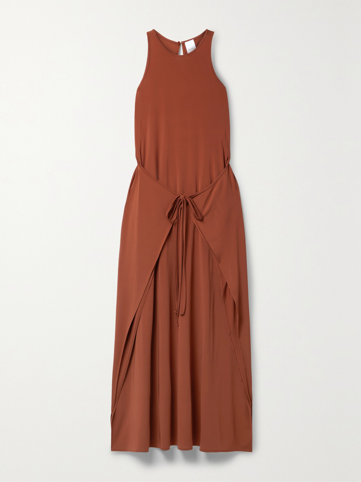 Shop Max Mara Ranch Layered Stretch-jersey Maxi Dress In Brown