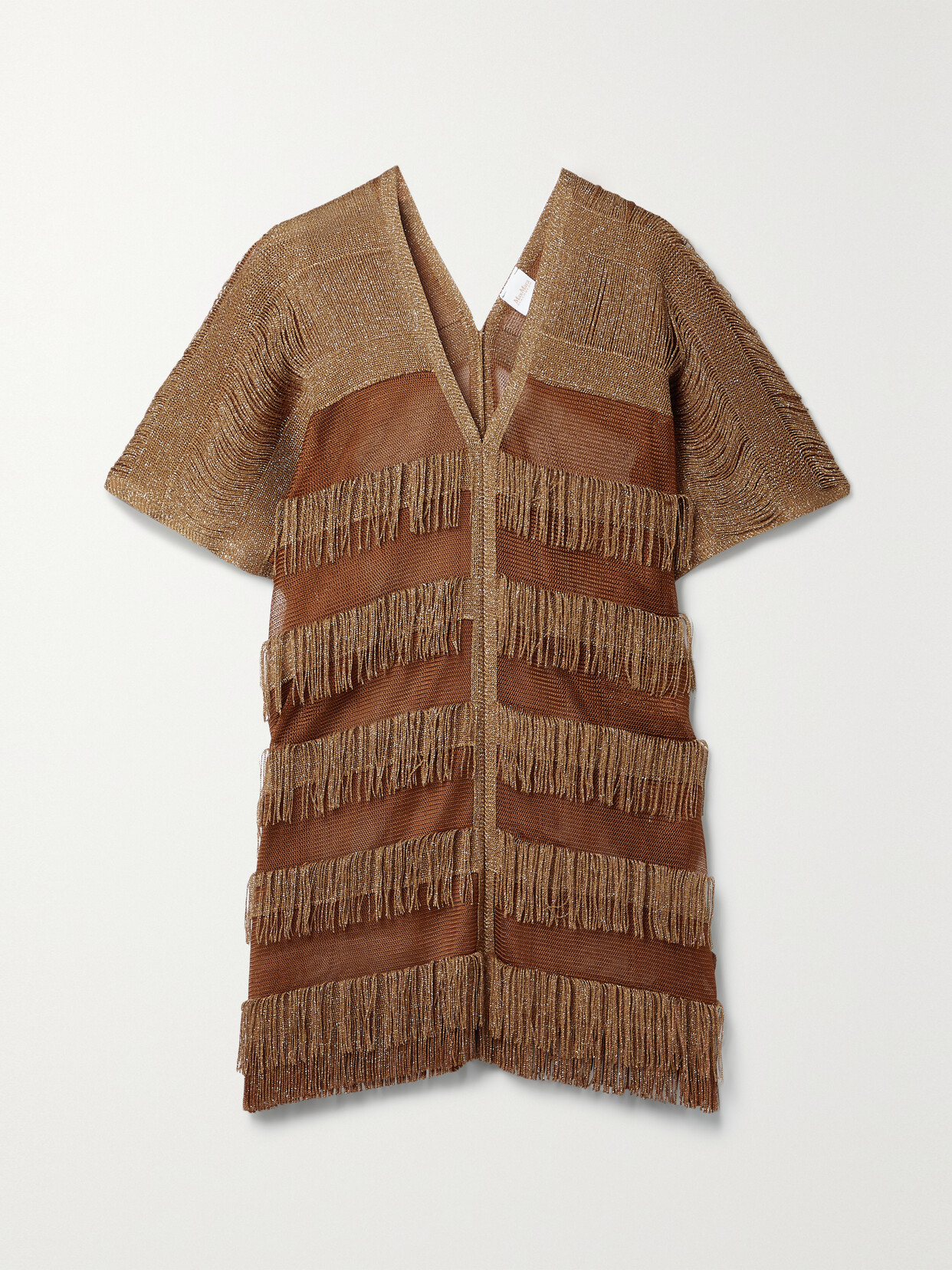 Max Mara - Spuma Fringed Metallic Open-knit Coverup - Brown