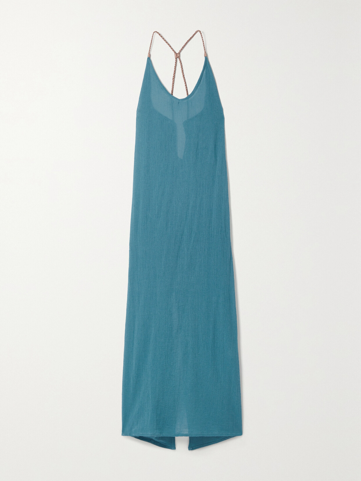 Caravana - Edahi Leather-trimmed Cotton-gauze Maxi Dress - Blue