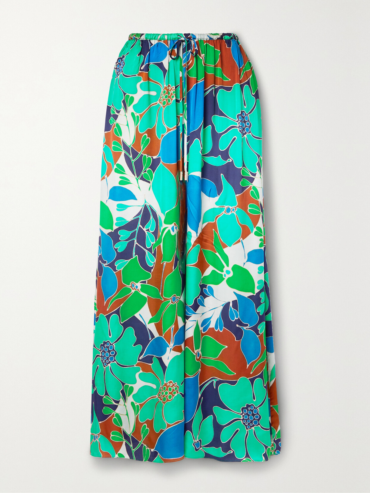 Cult Gaia Alaia Floral Print Wide Leg Pants In Green